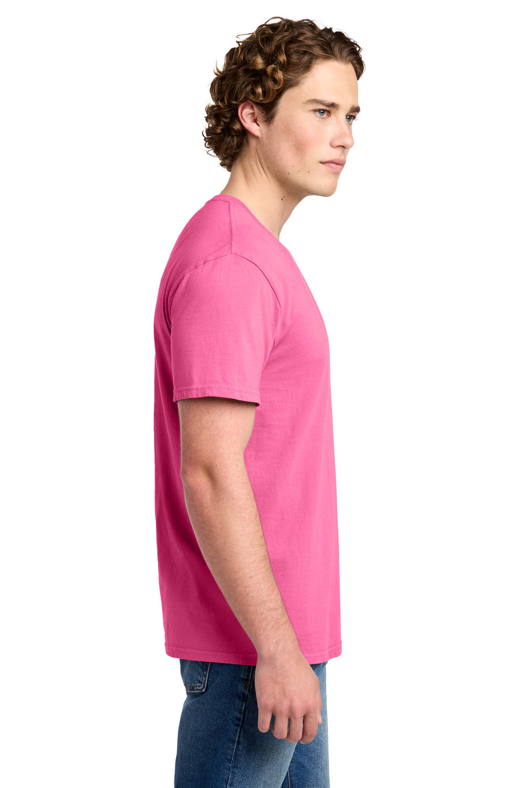 Port & Co Beach Wash Garment-Dyed Tee. PC099 - Neon Pink - side