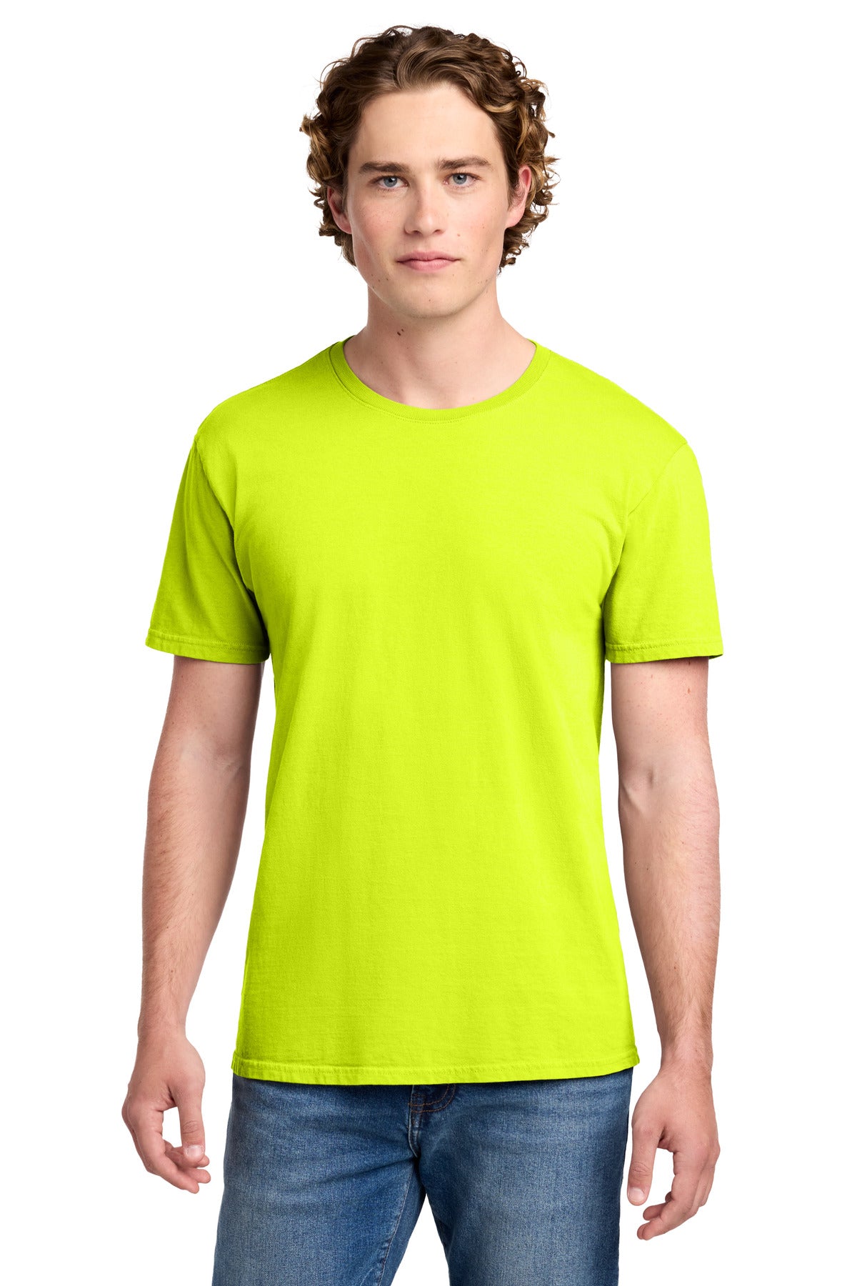 Port & Co Beach Wash Garment-Dyed Tee. PC099 - Neon Yellow - front