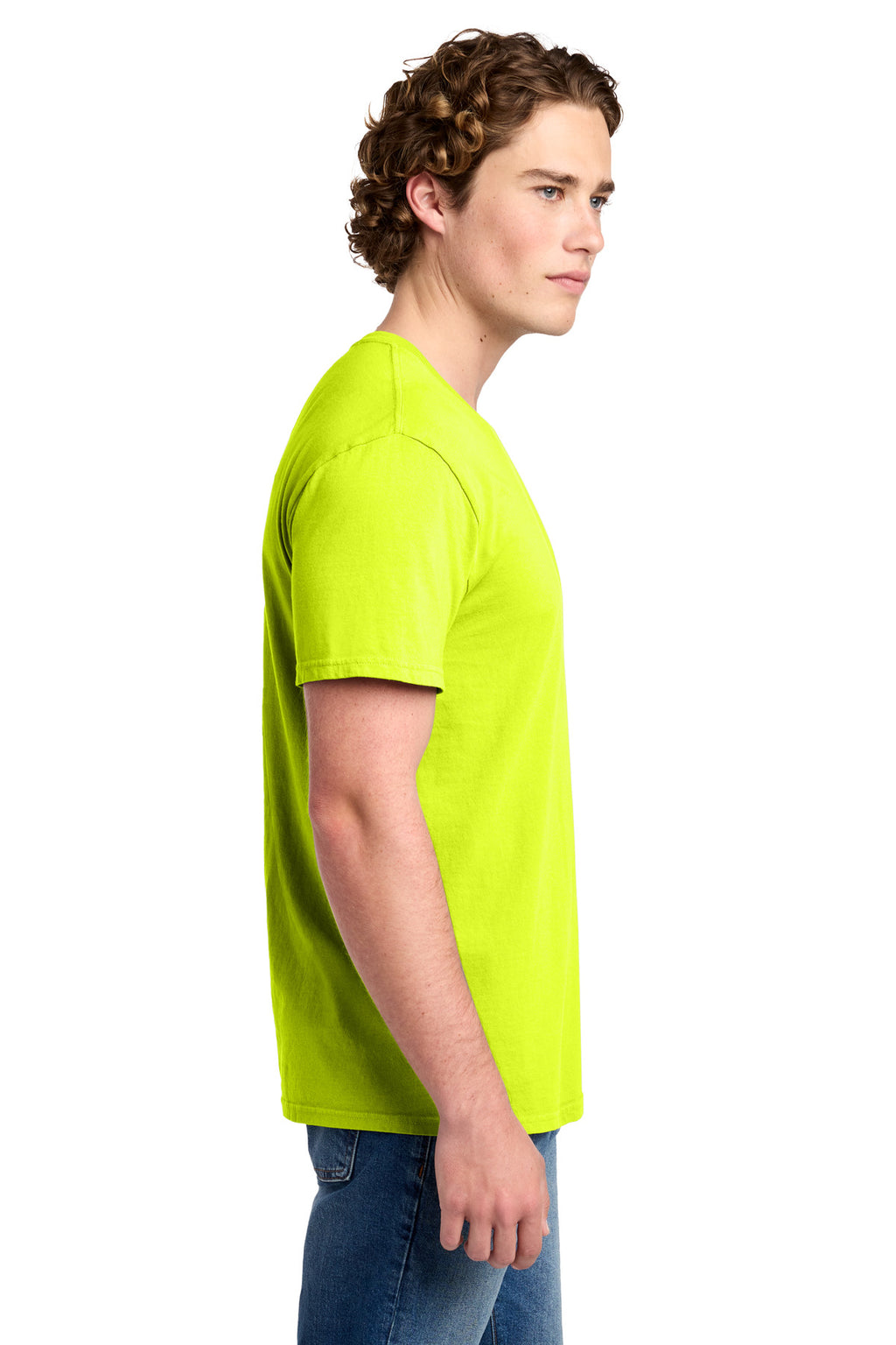 Port & Co Beach Wash Garment-Dyed Tee. PC099 - Neon Yellow - side