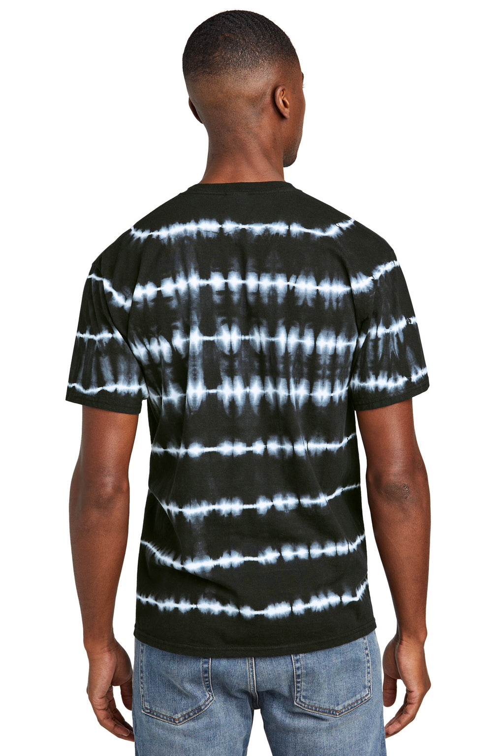 Port & Co Allover Stripe Tie-Dye Tee PC142 - Black/ White - back