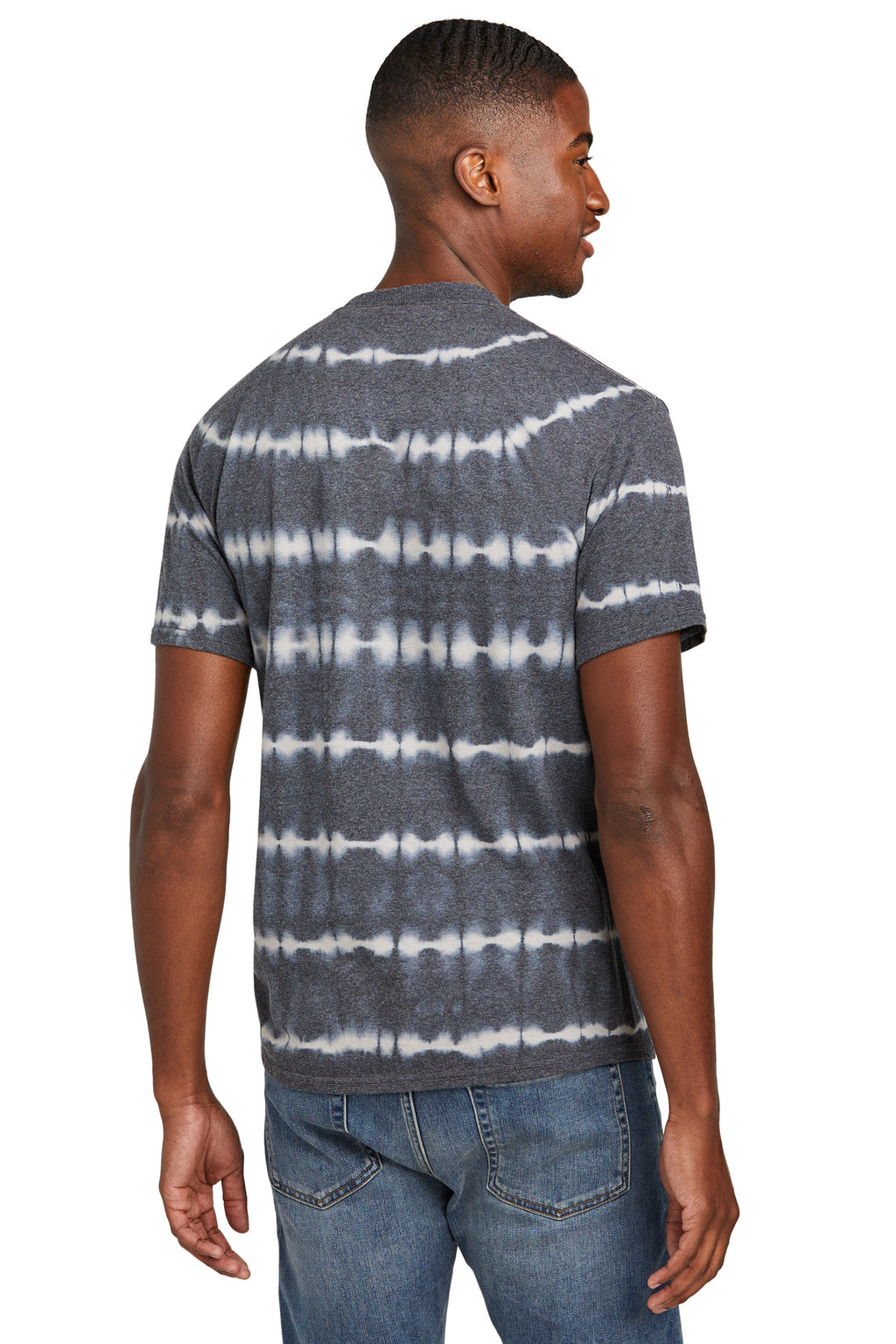 Port & Co Allover Stripe Tie-Dye Tee PC142 - Graphite/ Light Grey - back