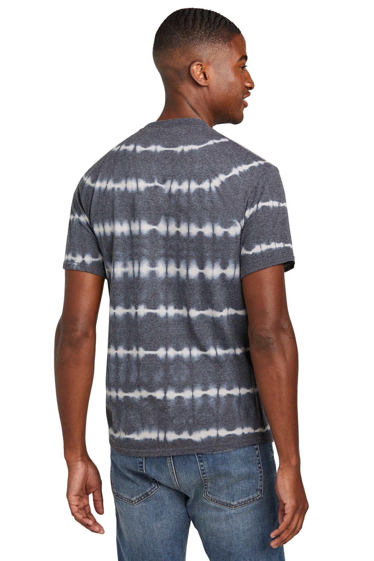Port & Co Allover Stripe Tie-Dye Tee PC142 - Graphite/ Light Grey - back