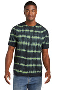 Port & Co Allover Stripe Tie-Dye Tee PC142 - Green Tea/ Black - front