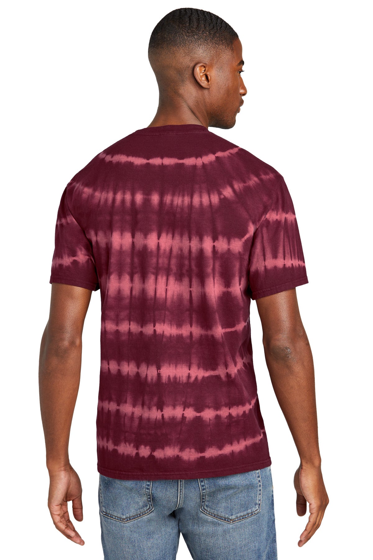 Port & Co Allover Stripe Tie-Dye Tee PC142 - Merlot/ Burgundy - back
