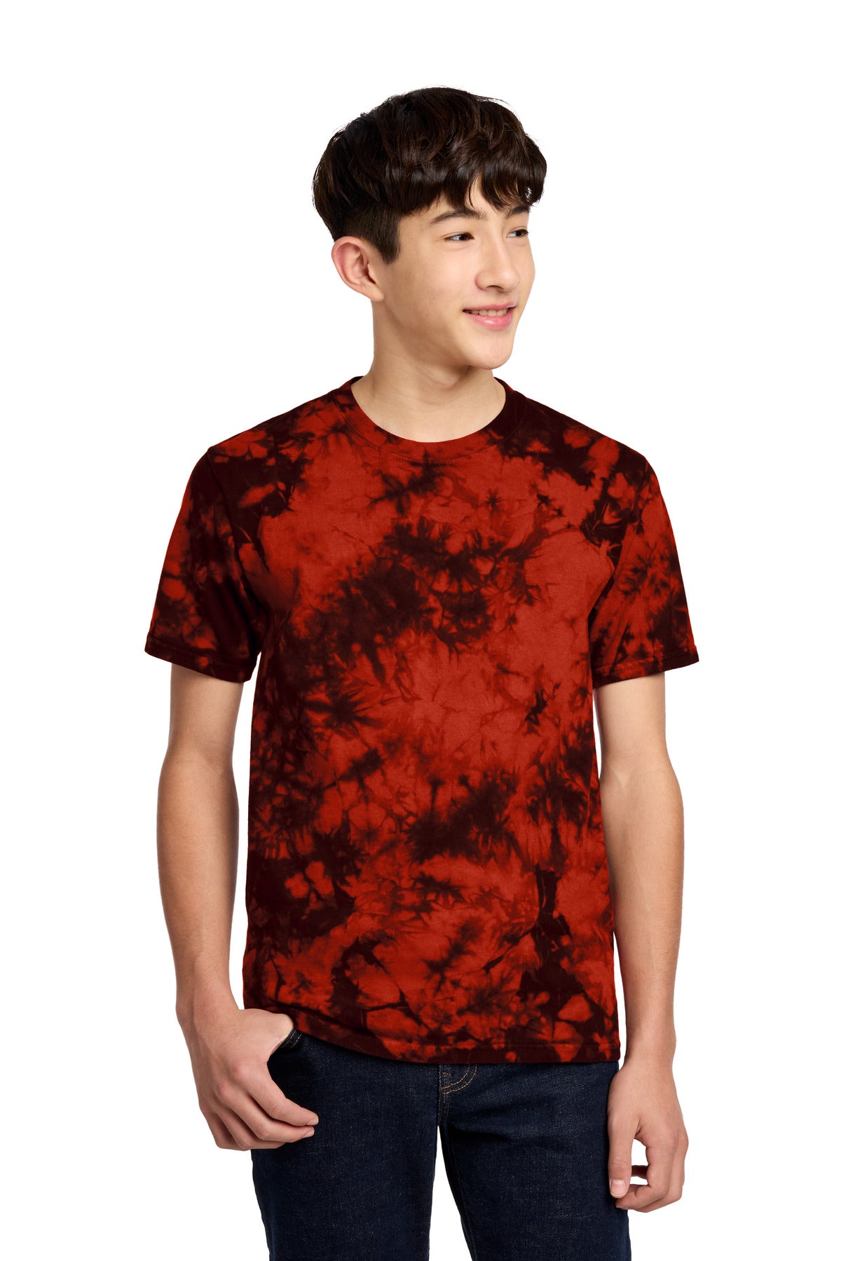 Port & Co Youth Crystal Tie-Dye Tee PC145Y - Black/ Red - front