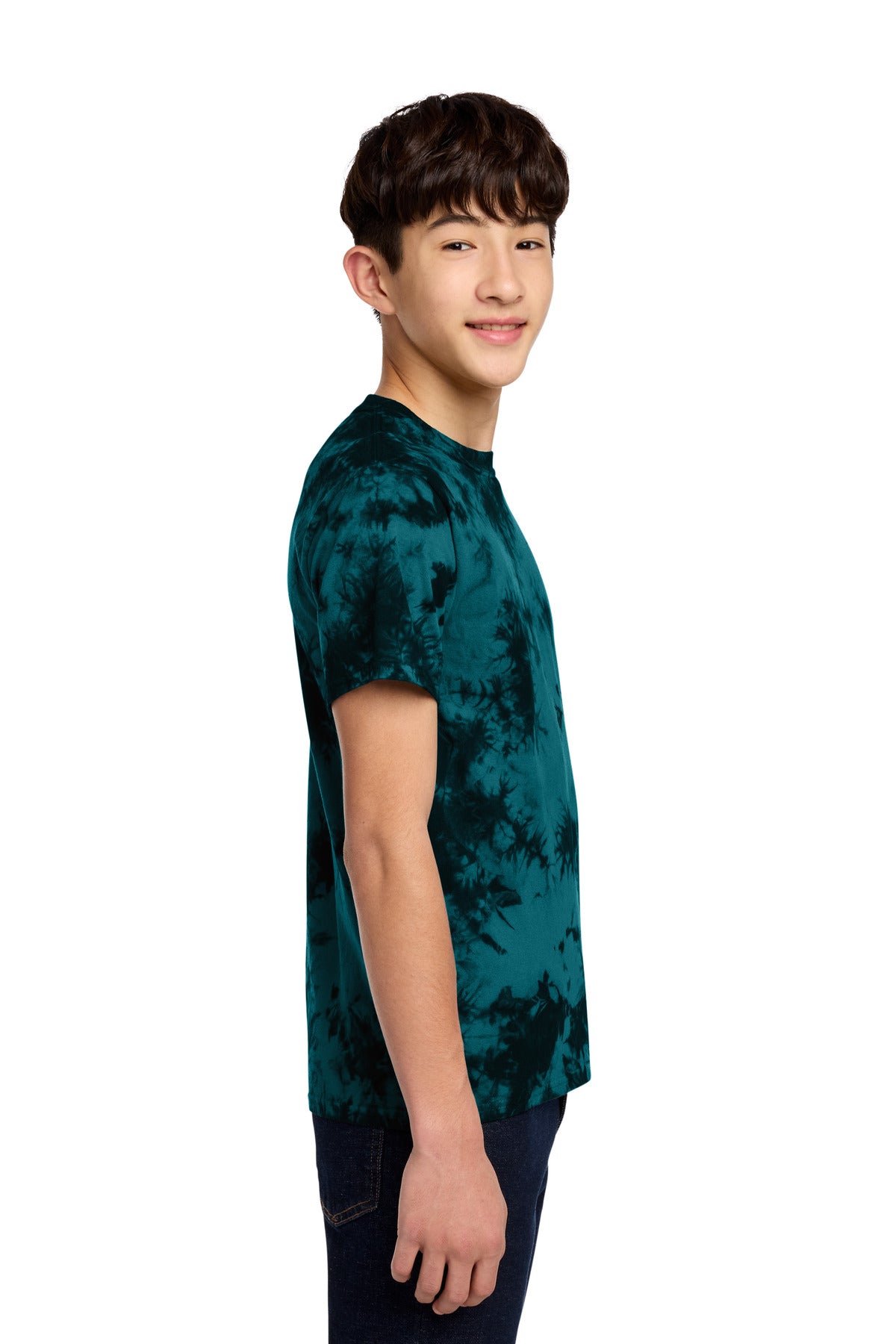 Port & Co Youth Crystal Tie-Dye Tee PC145Y - Black/ Teal - side