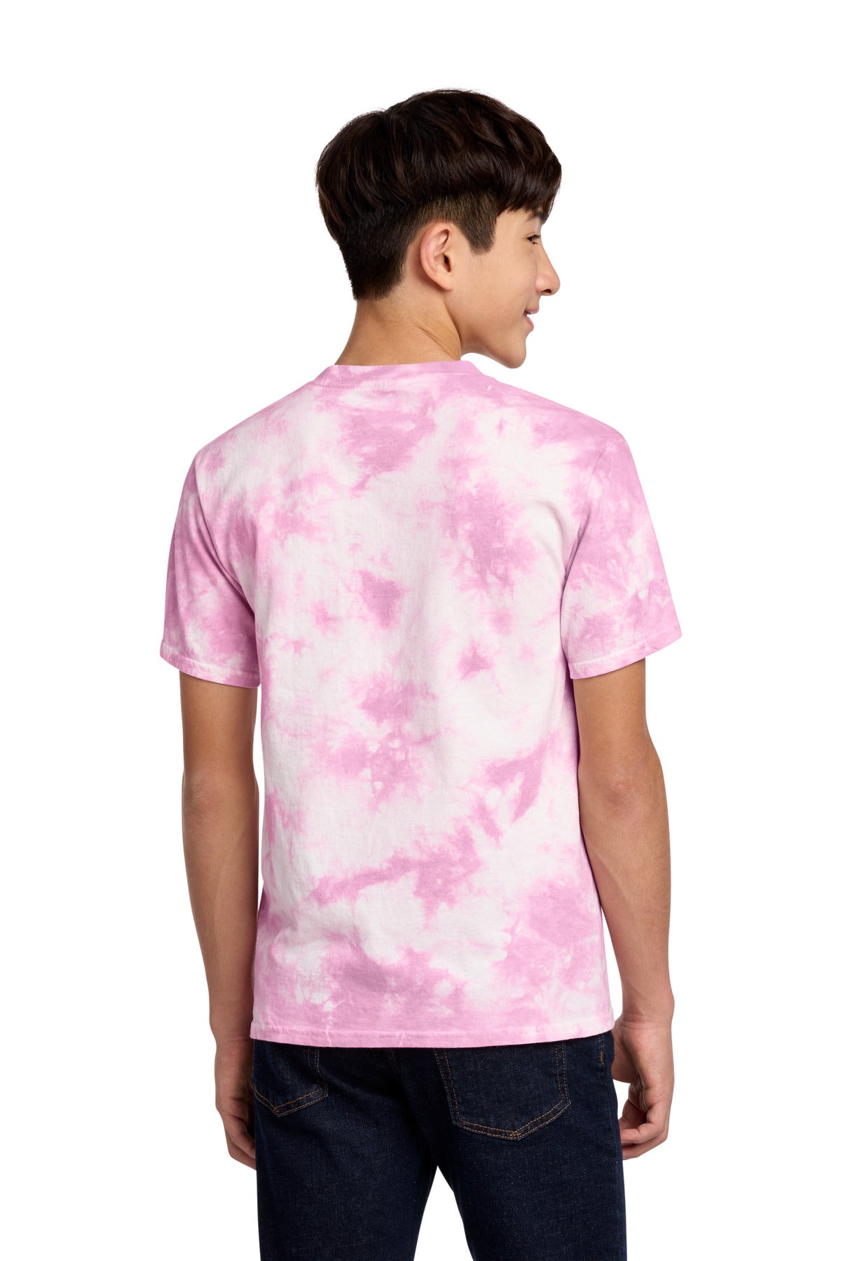 Port & Co Youth Crystal Tie-Dye Tee PC145Y - Bright Pink - back