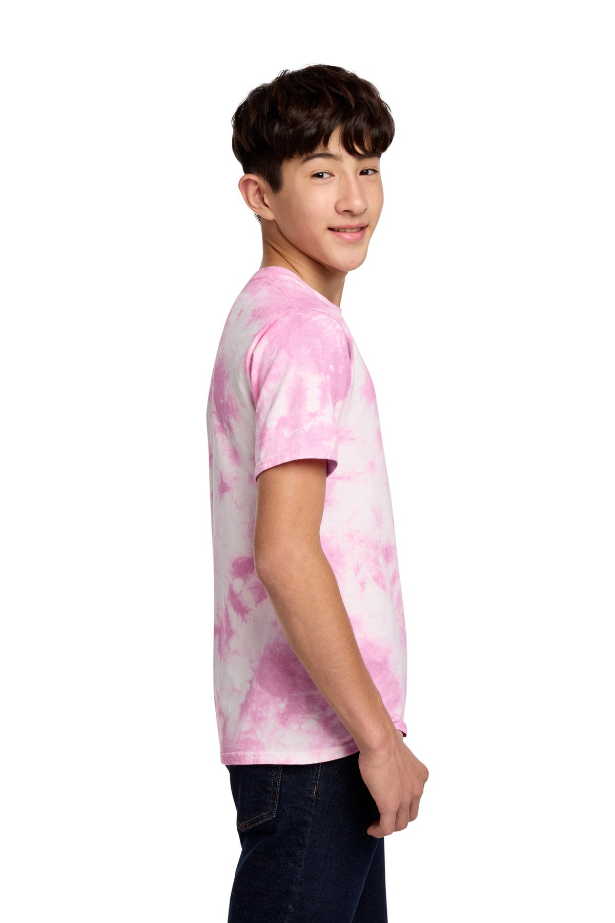Port & Co Youth Crystal Tie-Dye Tee PC145Y - Bright Pink - side