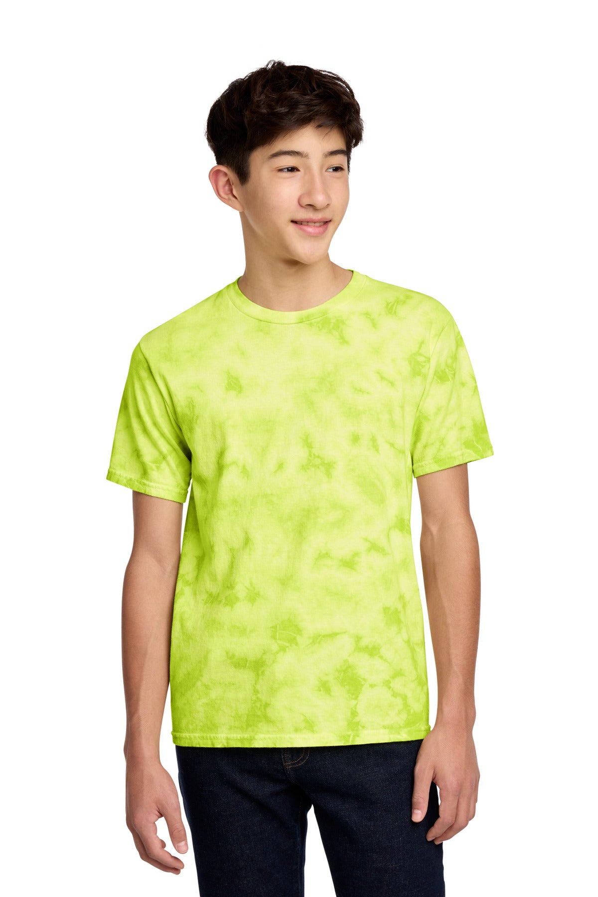 Port & Co Youth Crystal Tie-Dye Tee PC145Y - Lemon Lime - front