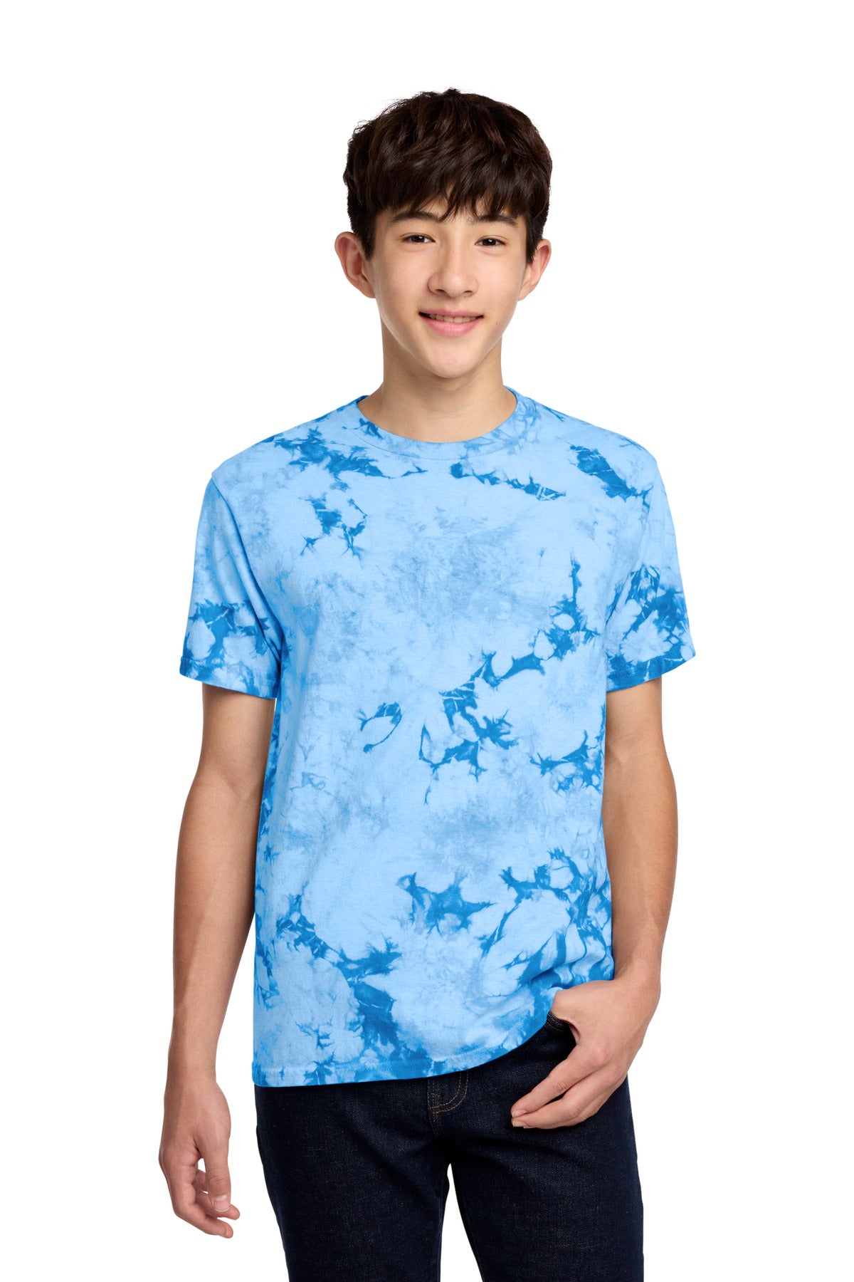 Port & Co Youth Crystal Tie-Dye Tee PC145Y - Sky Blue - front