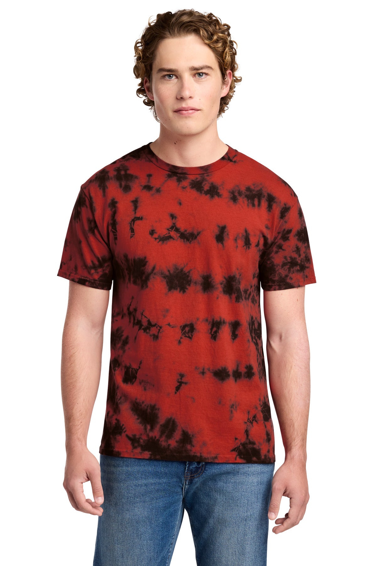 Port & Co Crystal Tie-Dye Tee PC145 - Black/ Red - front