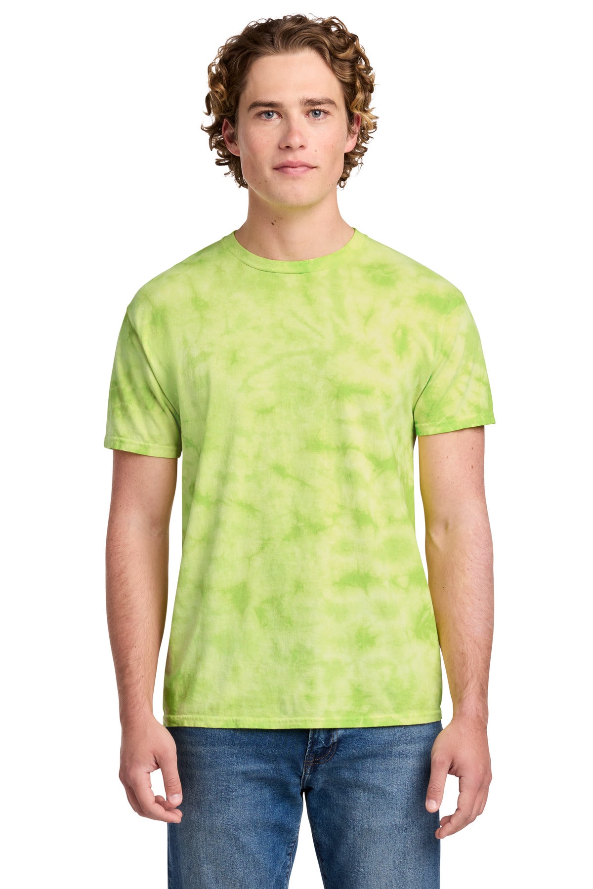 Port & Co Crystal Tie-Dye Tee PC145 - Lemon Lime - front