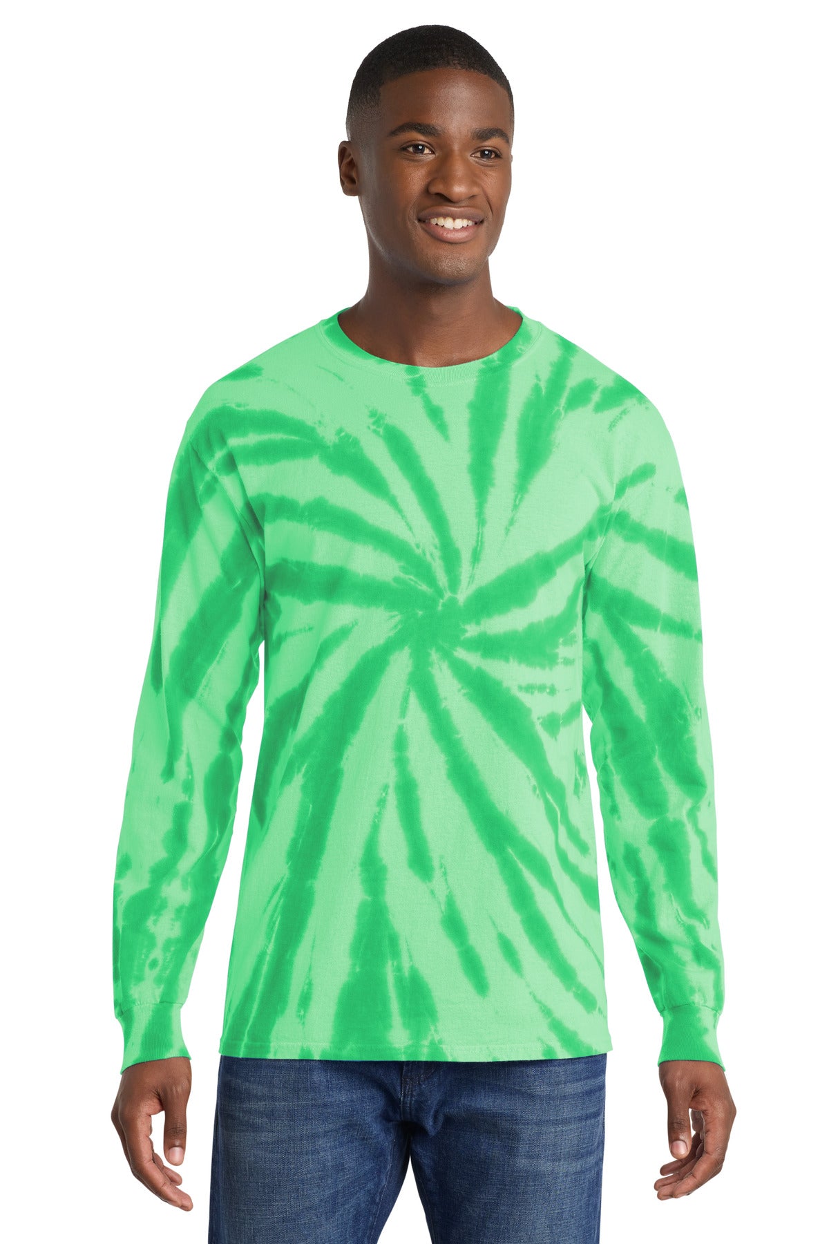 Port & Co Tie-Dye Long Sleeve Tee. PC147LS - Kelly - front