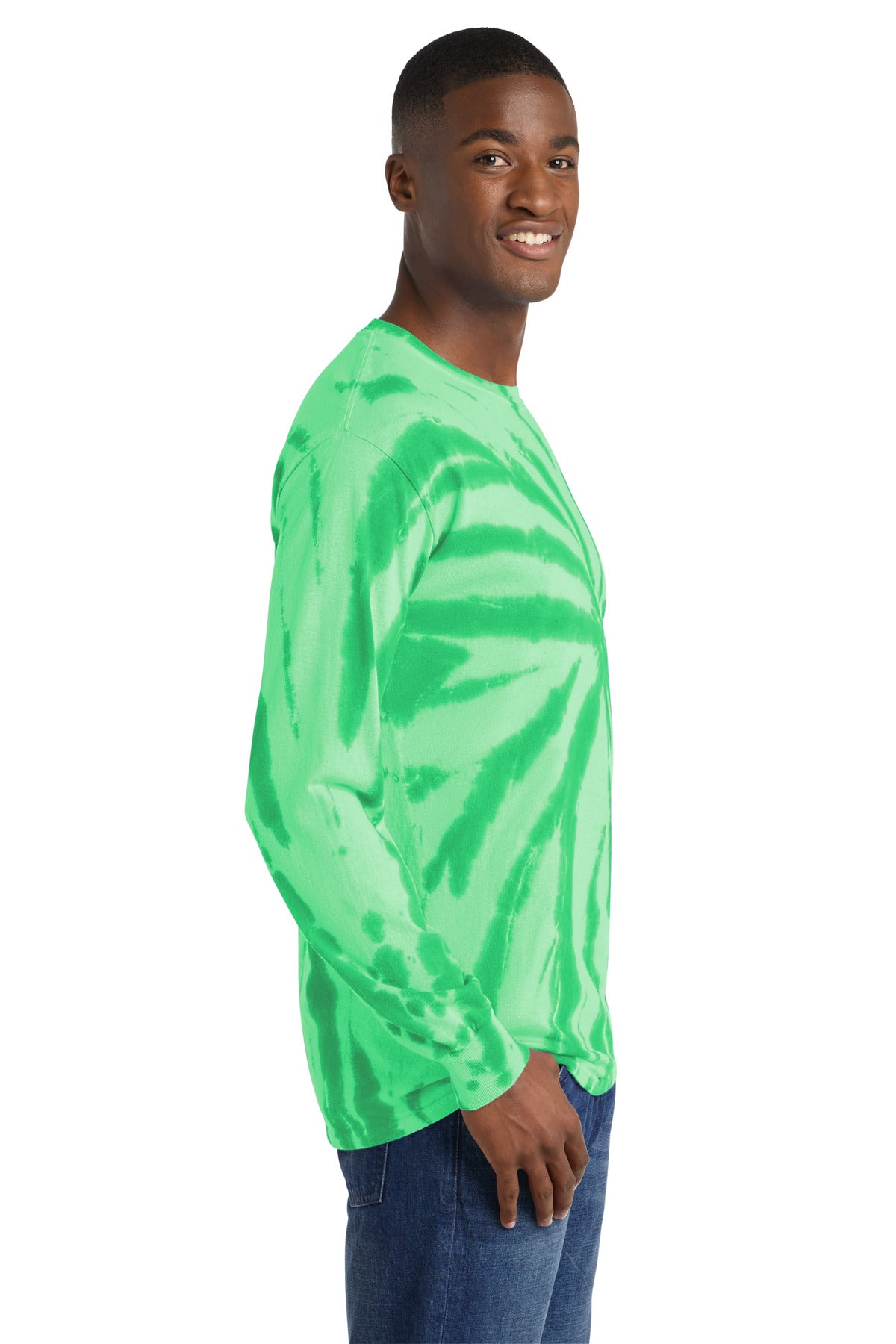 Port & Co Tie-Dye Long Sleeve Tee. PC147LS - Kelly - side