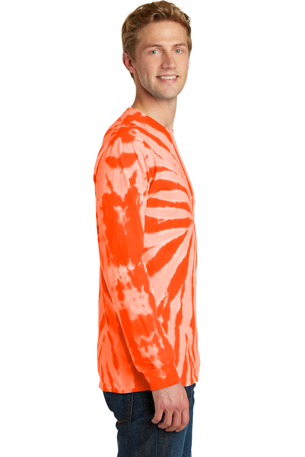 Port & Co Tie-Dye Long Sleeve Tee. PC147LS - Orange - side