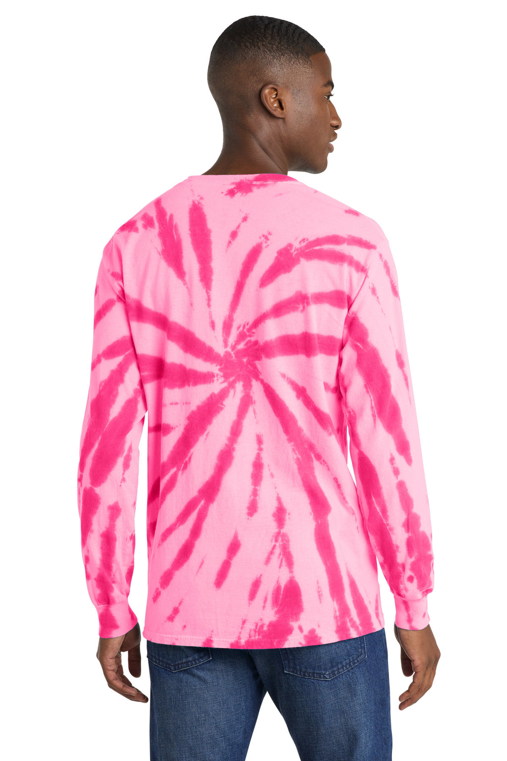Port & Co Tie-Dye Long Sleeve Tee. PC147LS - Pink - back