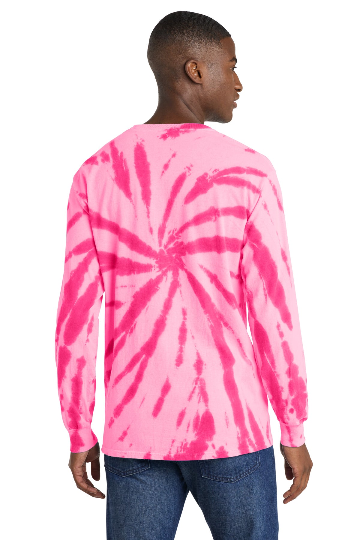 Port & Co Tie-Dye Long Sleeve Tee. PC147LS - Pink - back