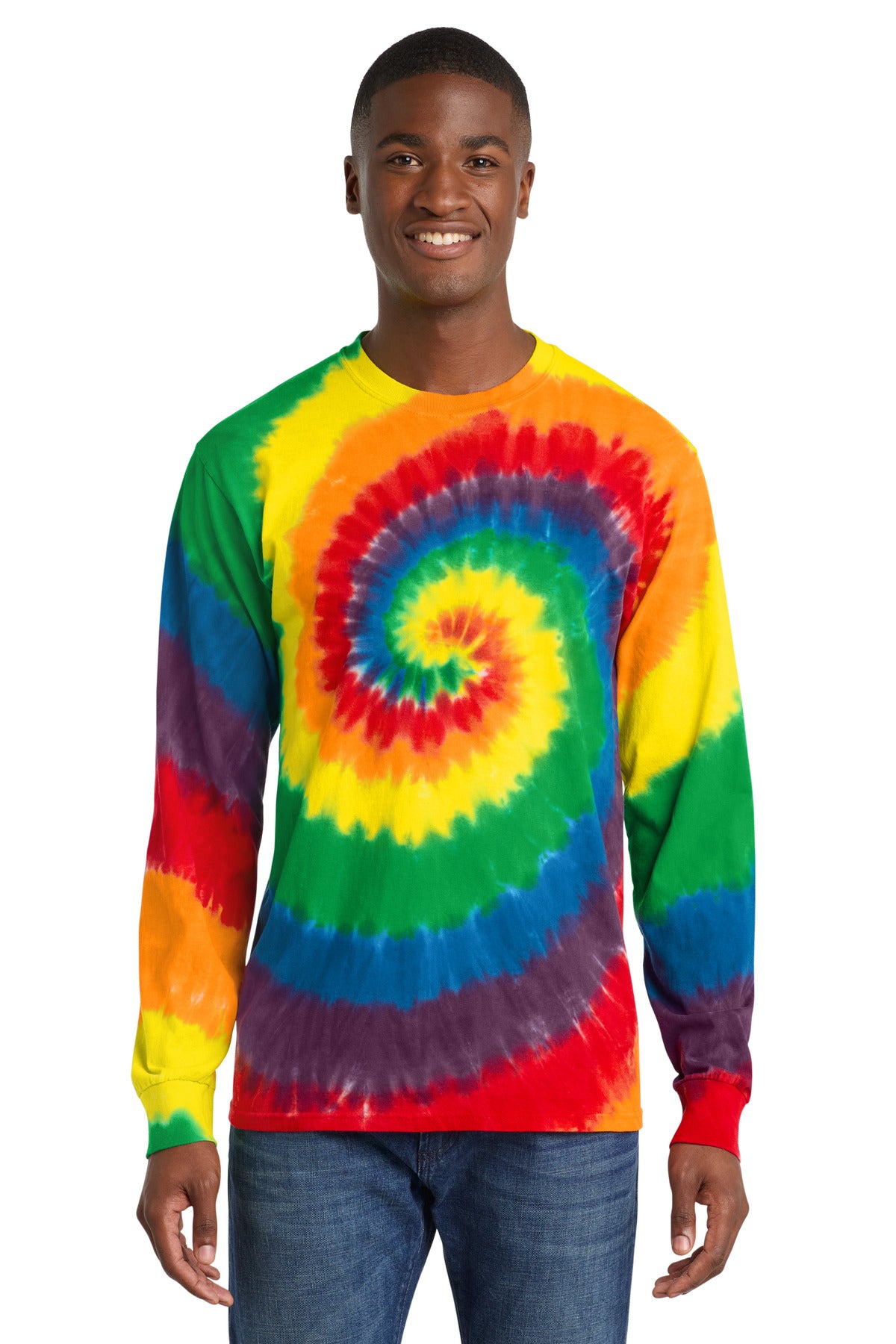 Port & Co Tie-Dye Long Sleeve Tee. PC147LS - Rainbow - front