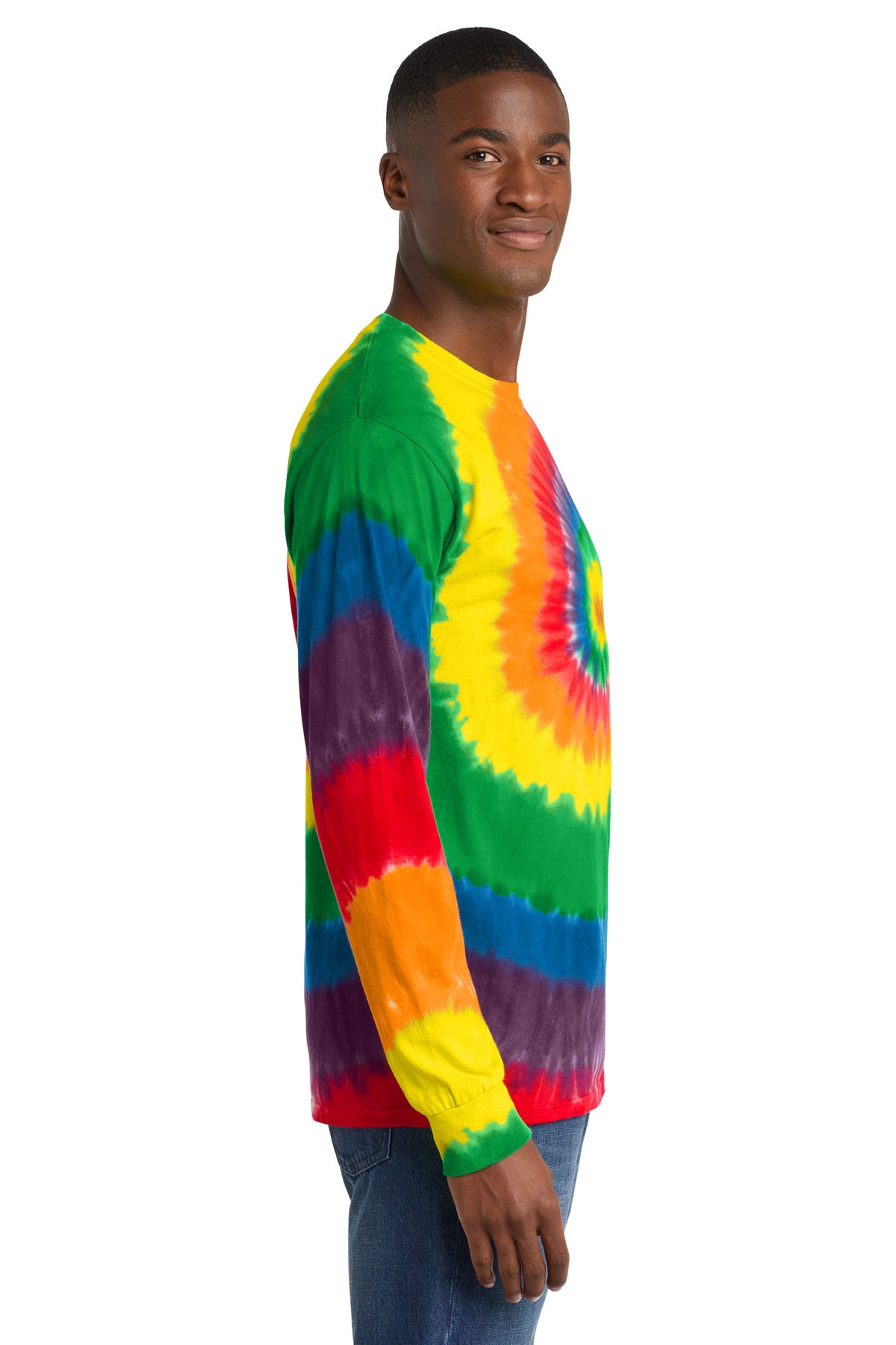 Port & Co Tie-Dye Long Sleeve Tee. PC147LS - Rainbow - side