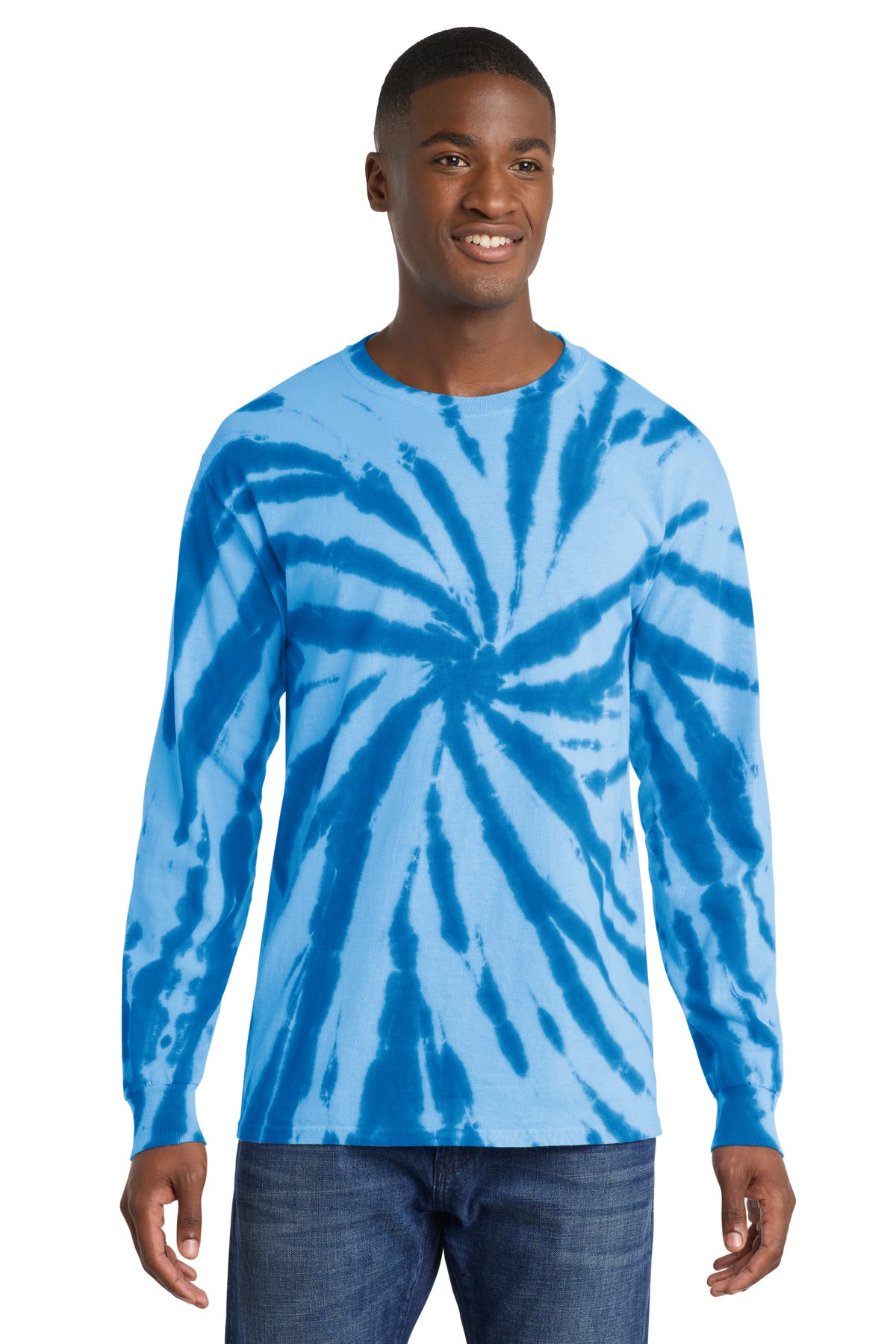 Port & Co Tie-Dye Long Sleeve Tee. PC147LS - Royal - front