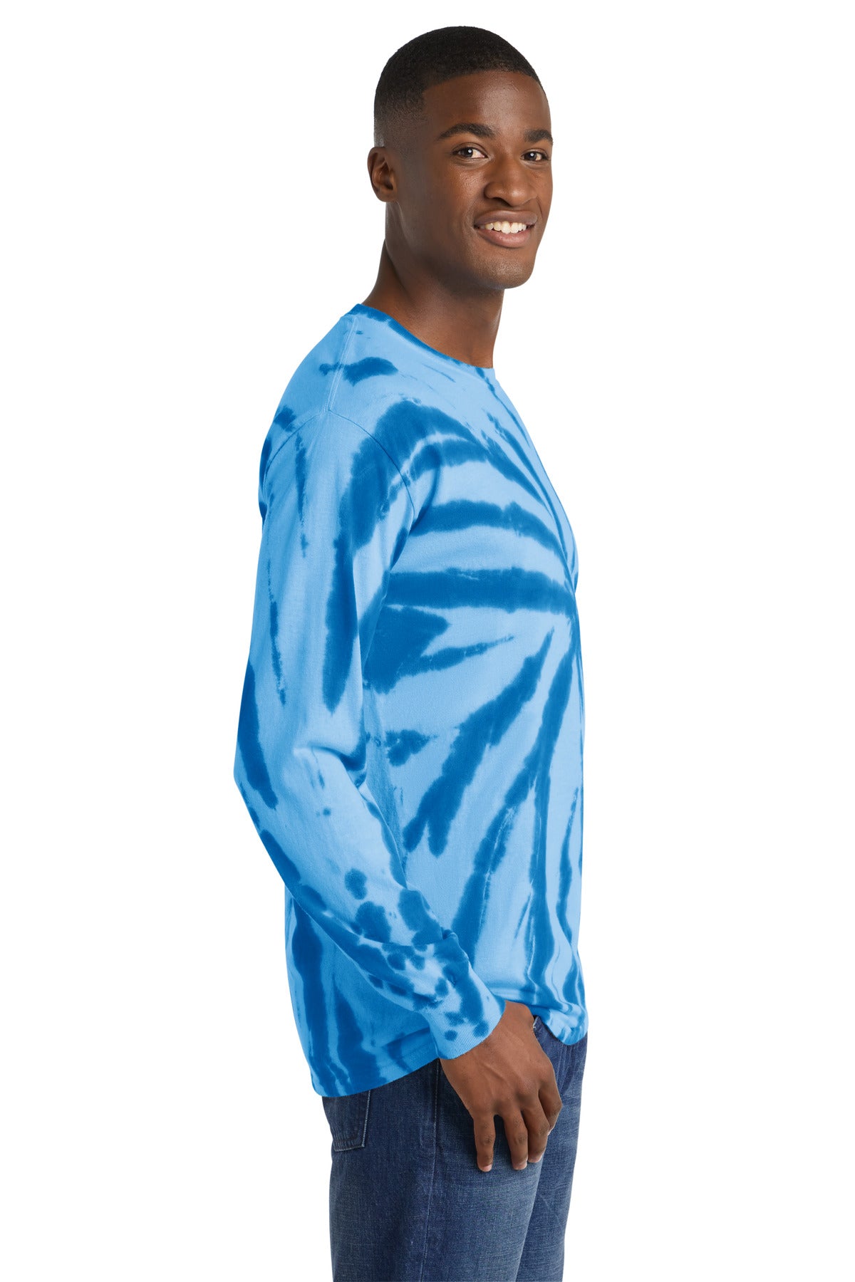 Port & Co Tie-Dye Long Sleeve Tee. PC147LS - Royal - side