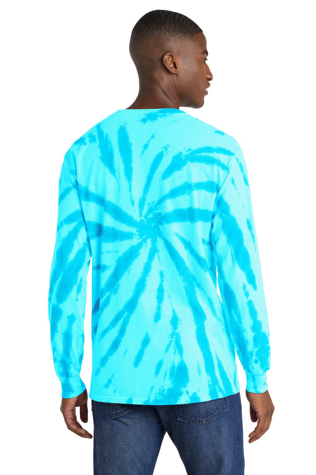Port & Co Tie-Dye Long Sleeve Tee. PC147LS - Turquoise - back
