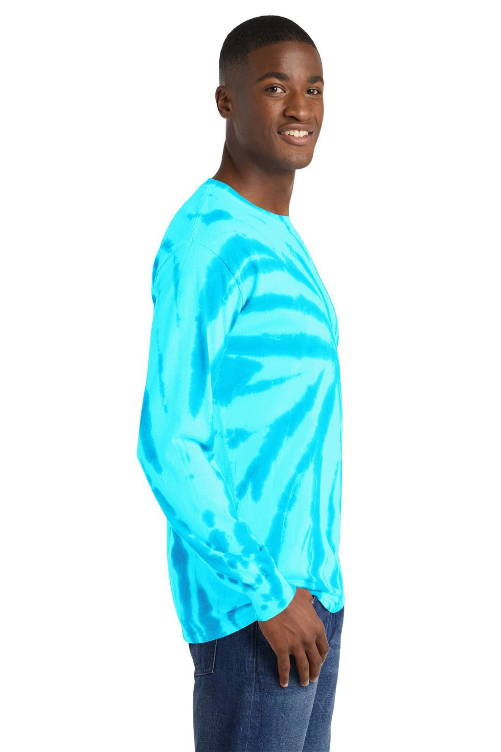 Port & Co Tie-Dye Long Sleeve Tee. PC147LS - Turquoise - side
