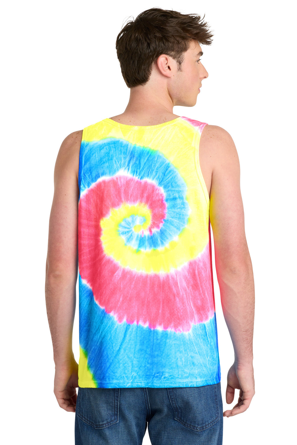Port & Co Tie-Dye Tank Top. PC147TT - Neon Rainbow - back