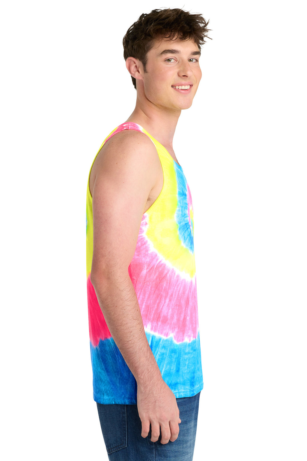 Port & Co Tie-Dye Tank Top. PC147TT - Neon Rainbow - side