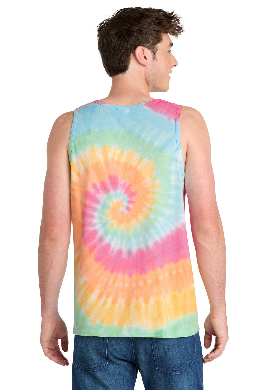 Port & Co Tie-Dye Tank Top. PC147TT - Pastel Rainbow - back