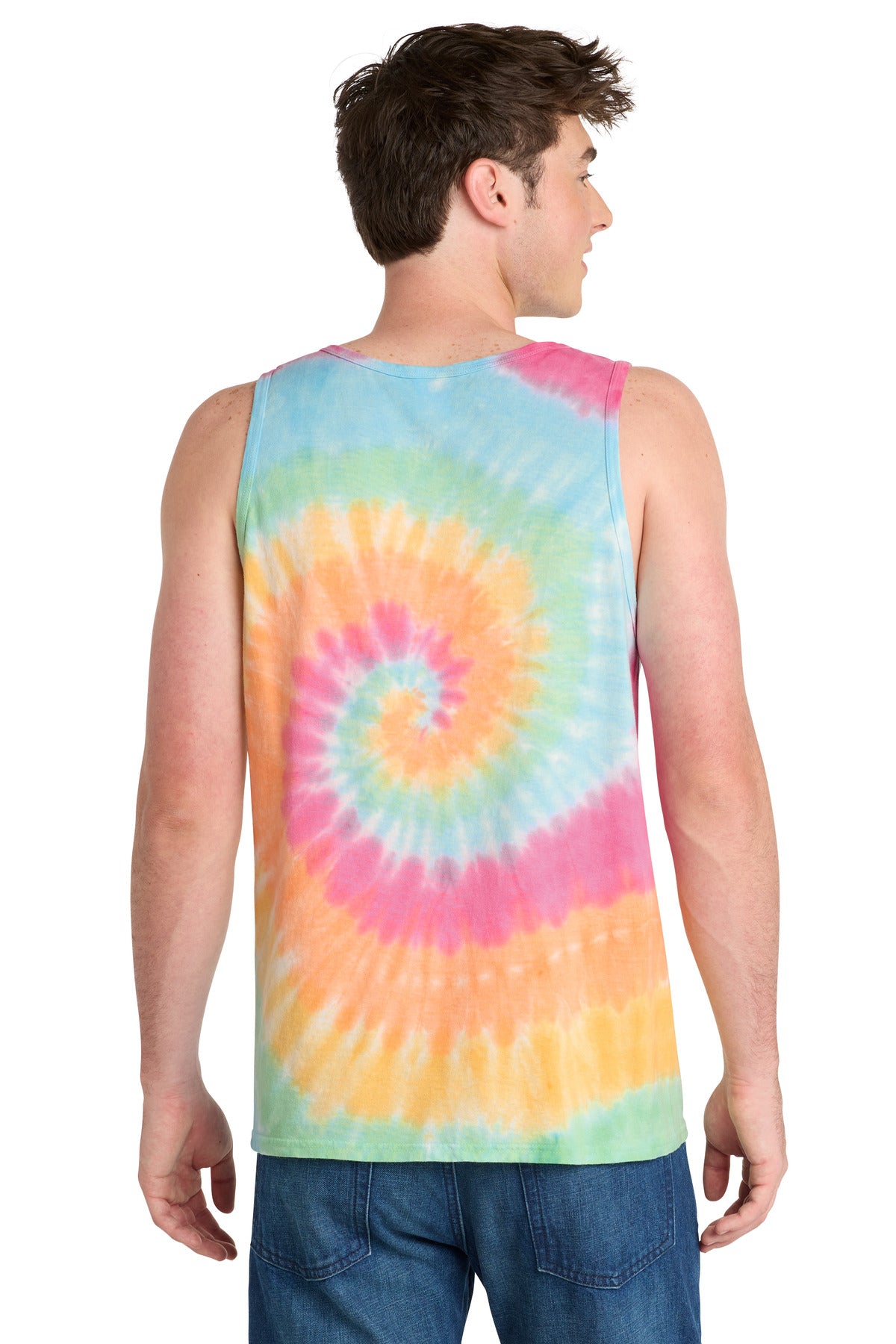 Port & Co Tie-Dye Tank Top. PC147TT - Pastel Rainbow - back