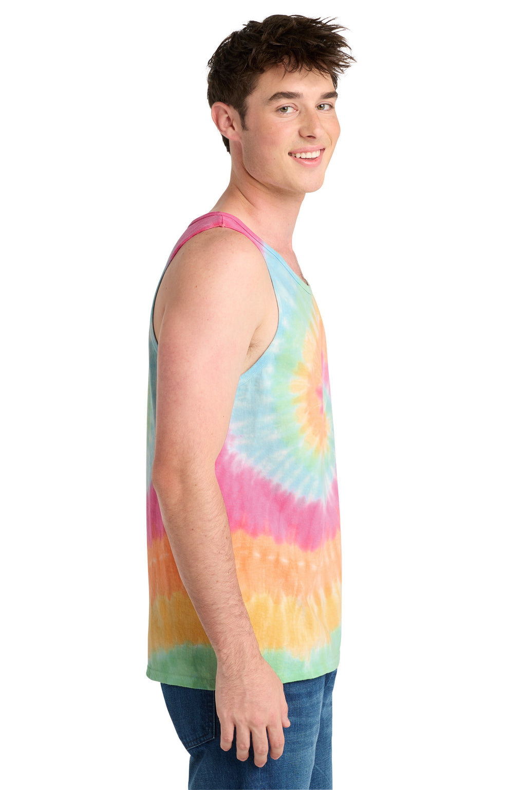 Port & Co Tie-Dye Tank Top. PC147TT - Pastel Rainbow - side