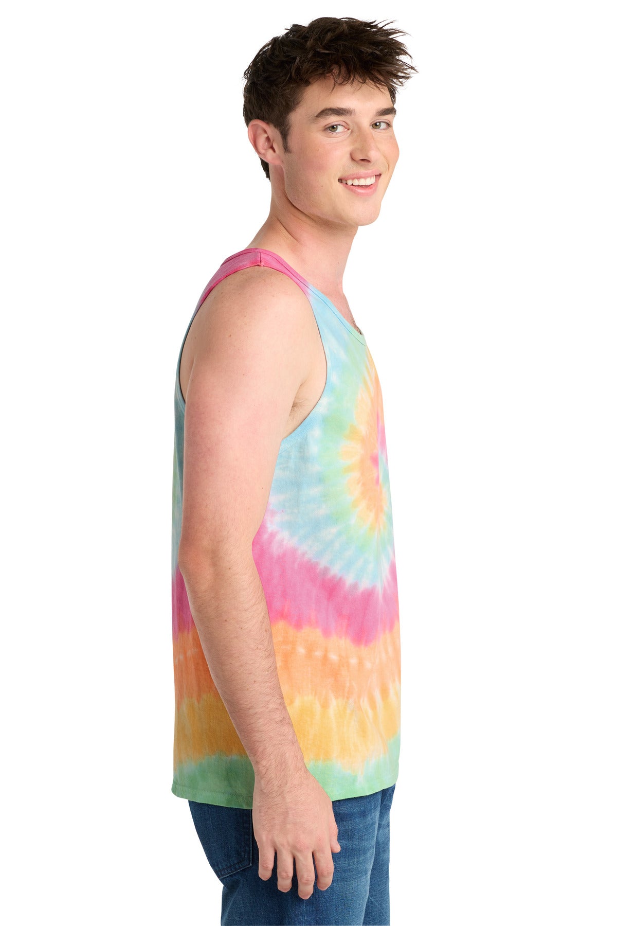 Port & Co Tie-Dye Tank Top. PC147TT - Pastel Rainbow - side