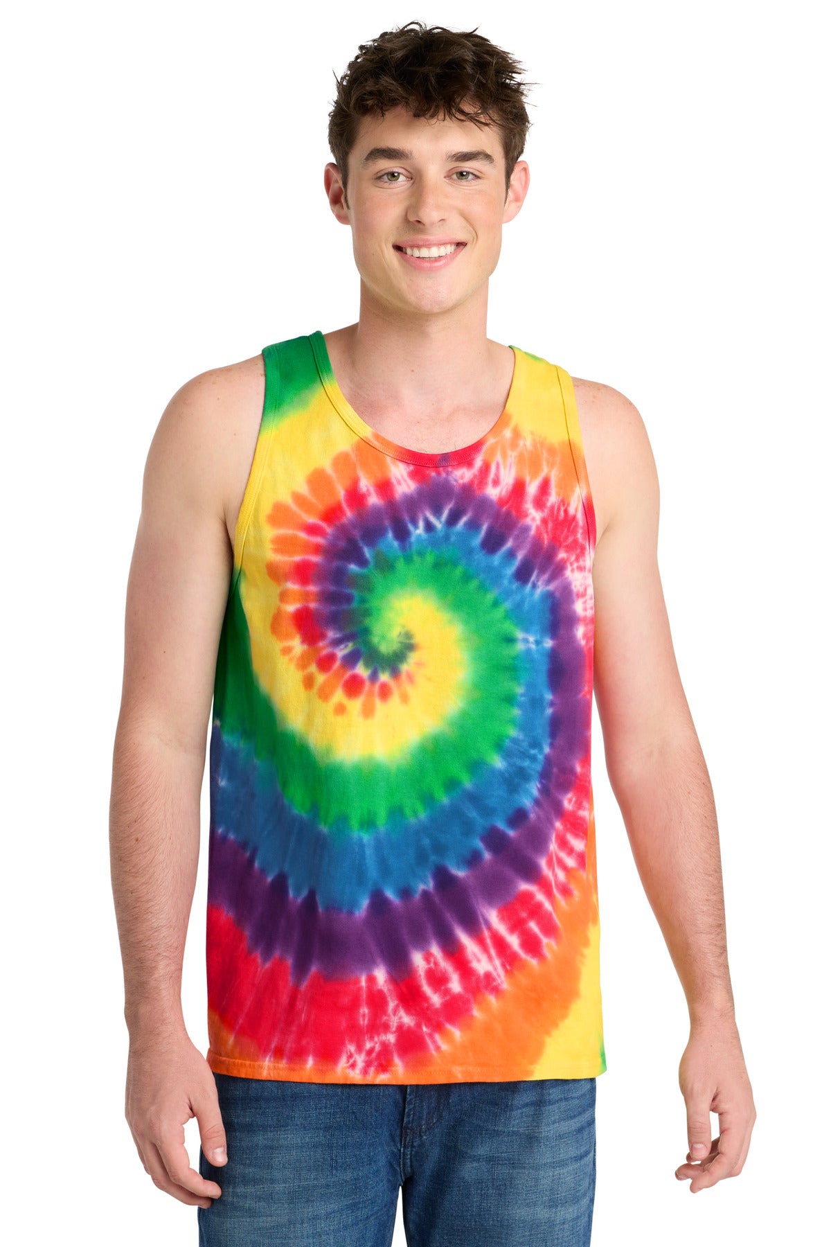 Port & Co Tie-Dye Tank Top. PC147TT - Rainbow - front