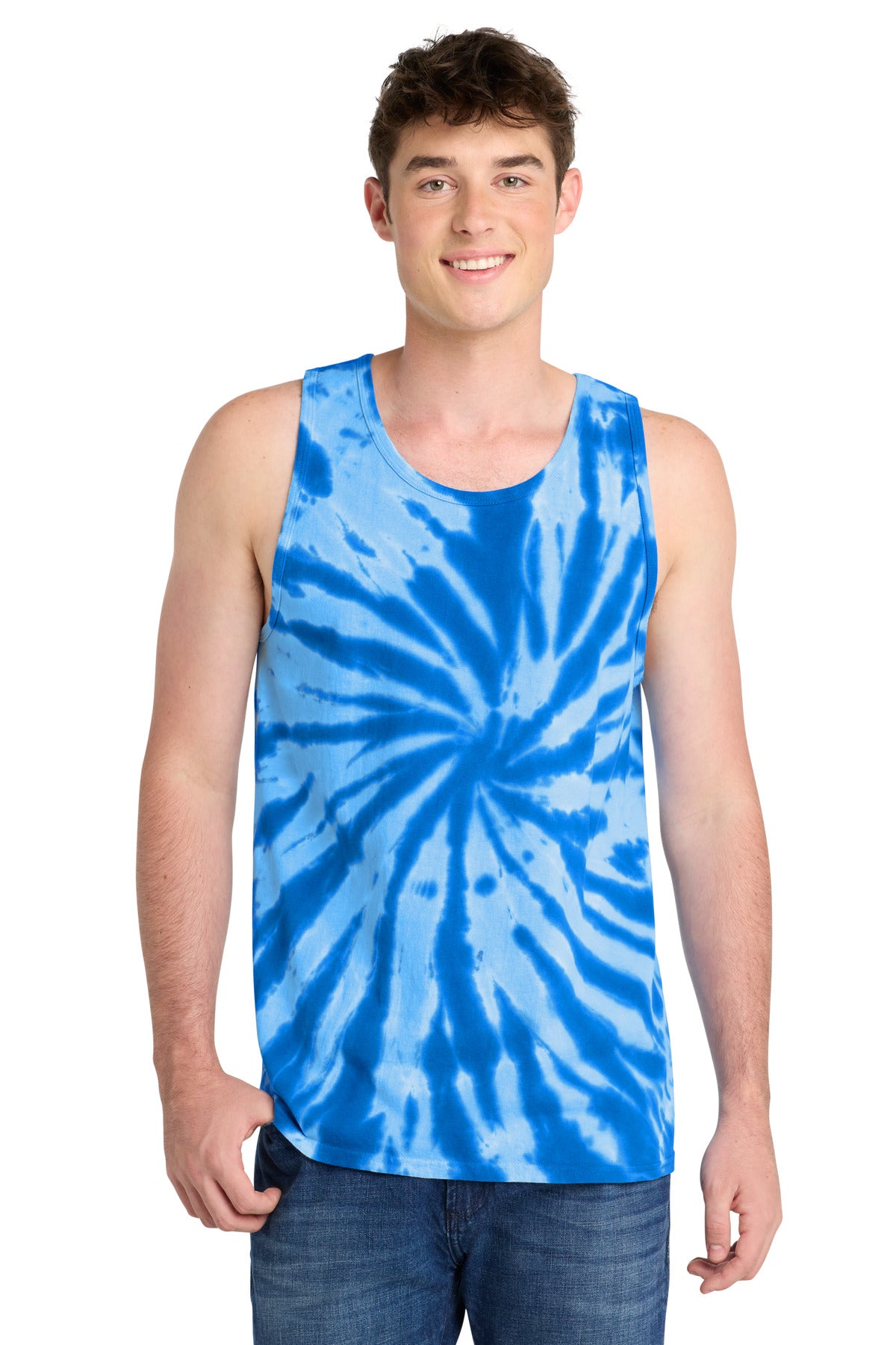 Port & Co Tie-Dye Tank Top. PC147TT - Royal - front