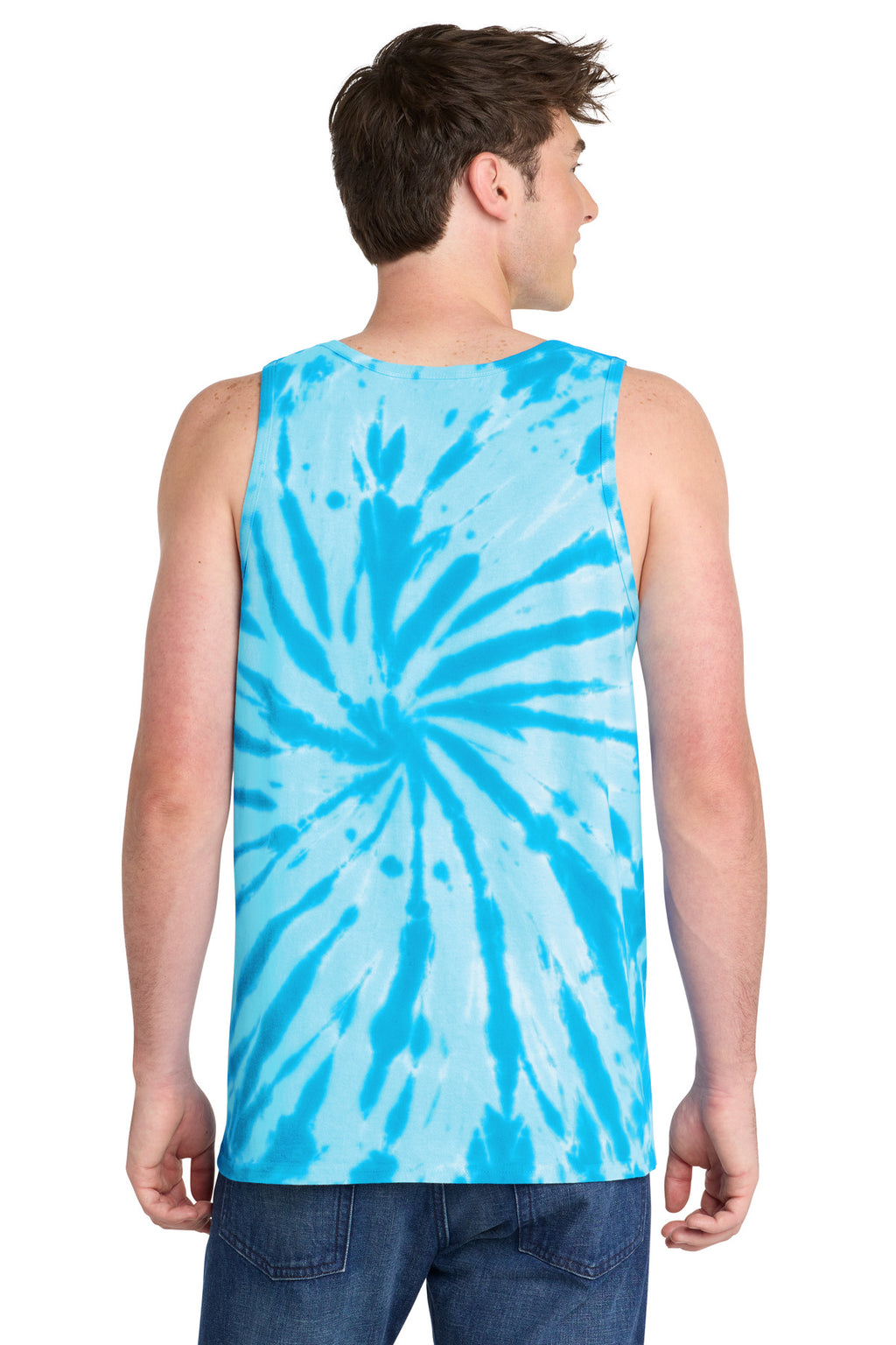 Port & Co Tie-Dye Tank Top. PC147TT - Turquoise - back