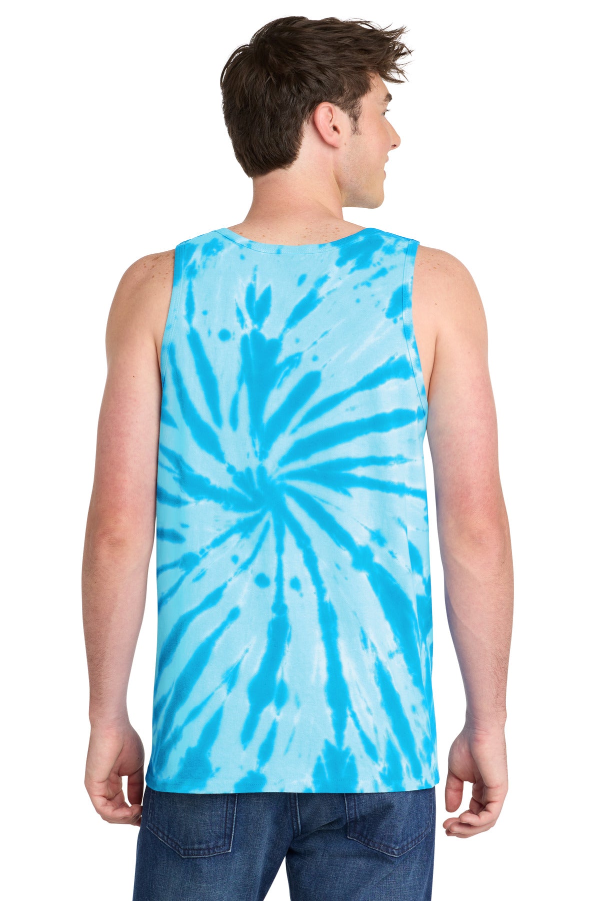Port & Co Tie-Dye Tank Top. PC147TT - Turquoise - back