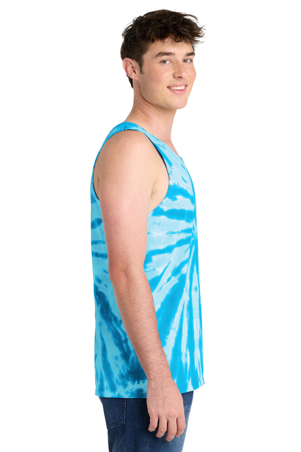 Port & Co Tie-Dye Tank Top. PC147TT - Turquoise - side