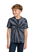 Port & Co Youth Tie-Dye Tee. PC147Y - Black - front