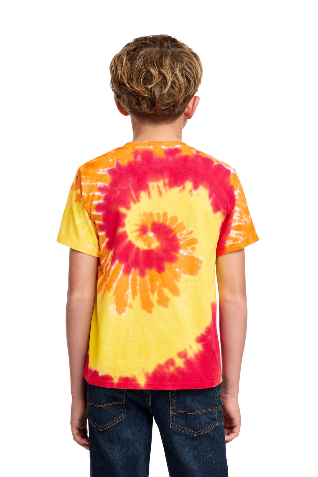 Port & Co Youth Tie-Dye Tee. PC147Y - Blaze Rainbow - back