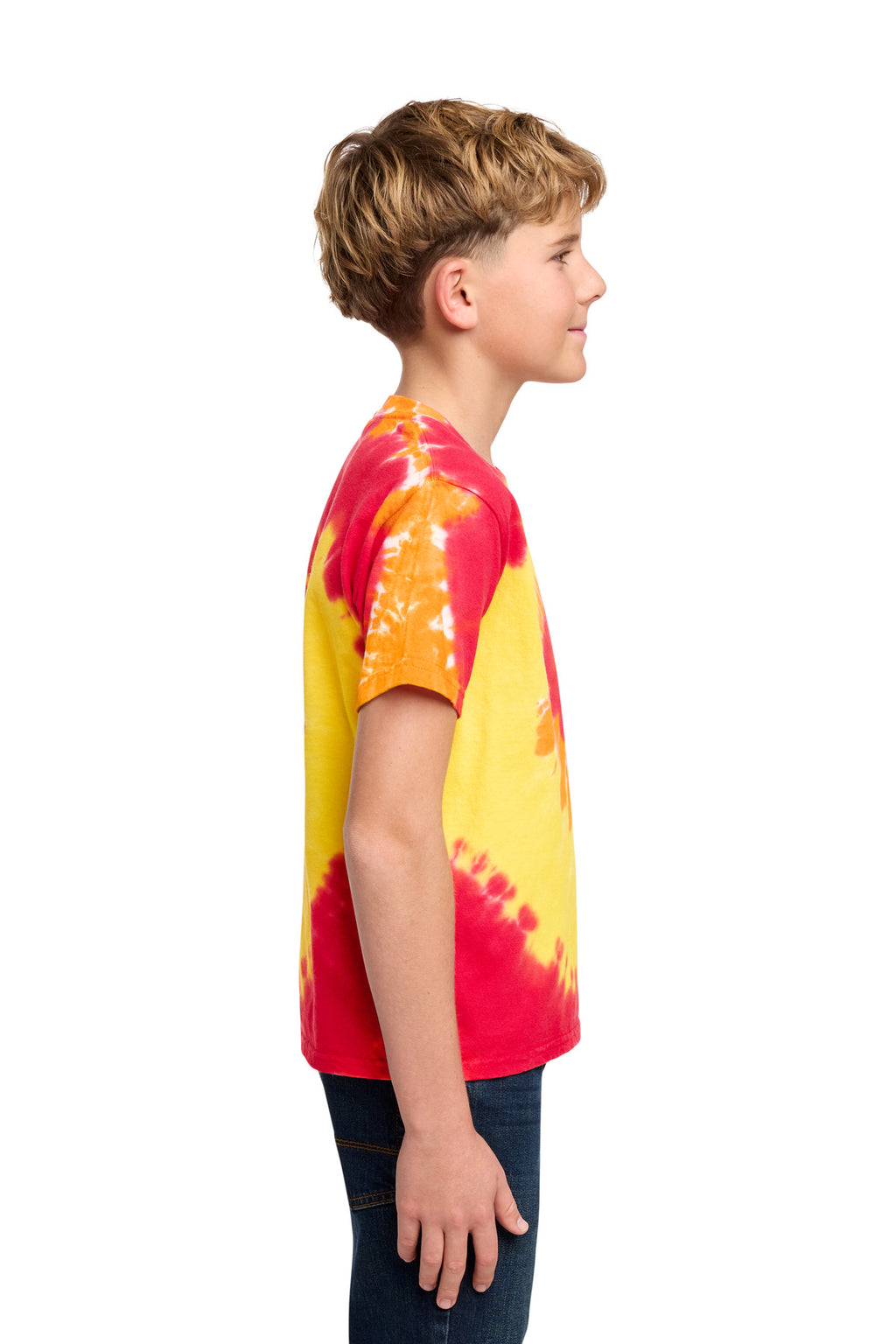 Port & Co Youth Tie-Dye Tee. PC147Y - Blaze Rainbow - side