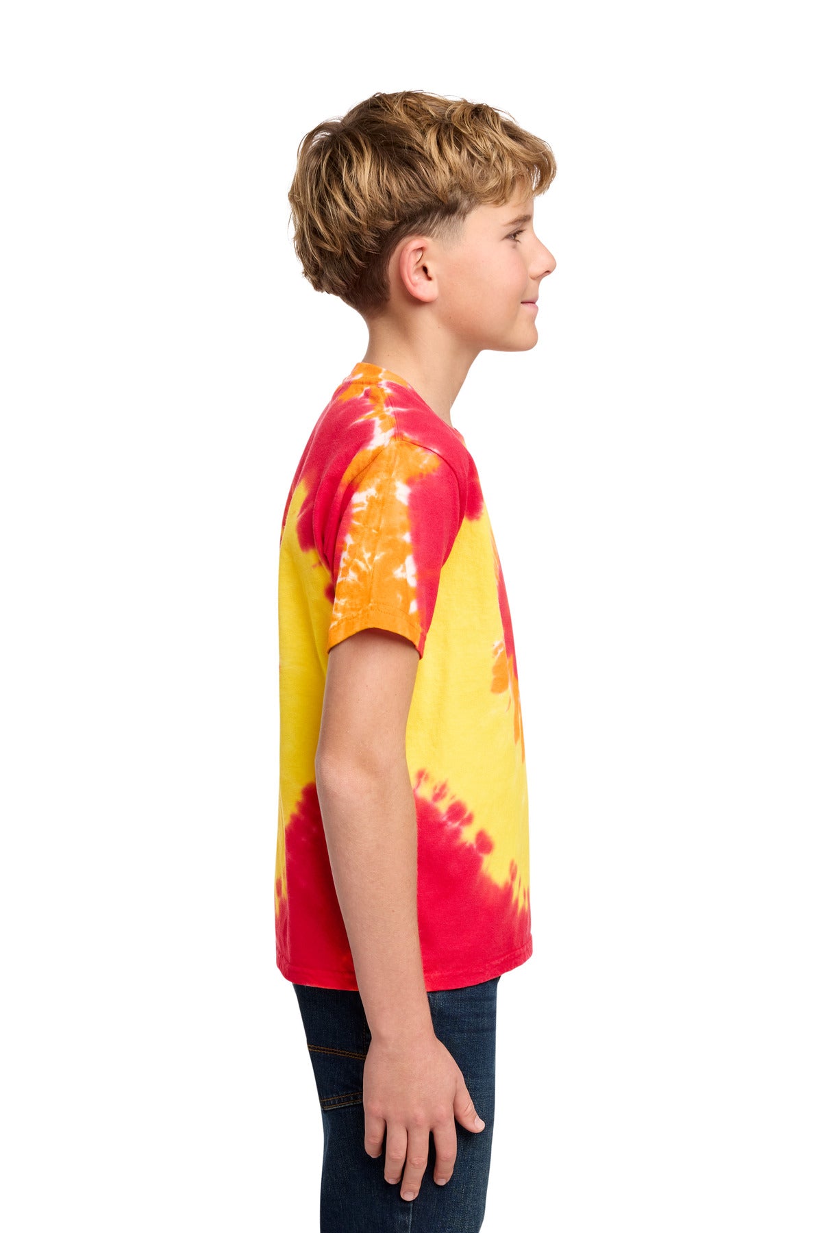 Port & Co Youth Tie-Dye Tee. PC147Y - Blaze Rainbow - side