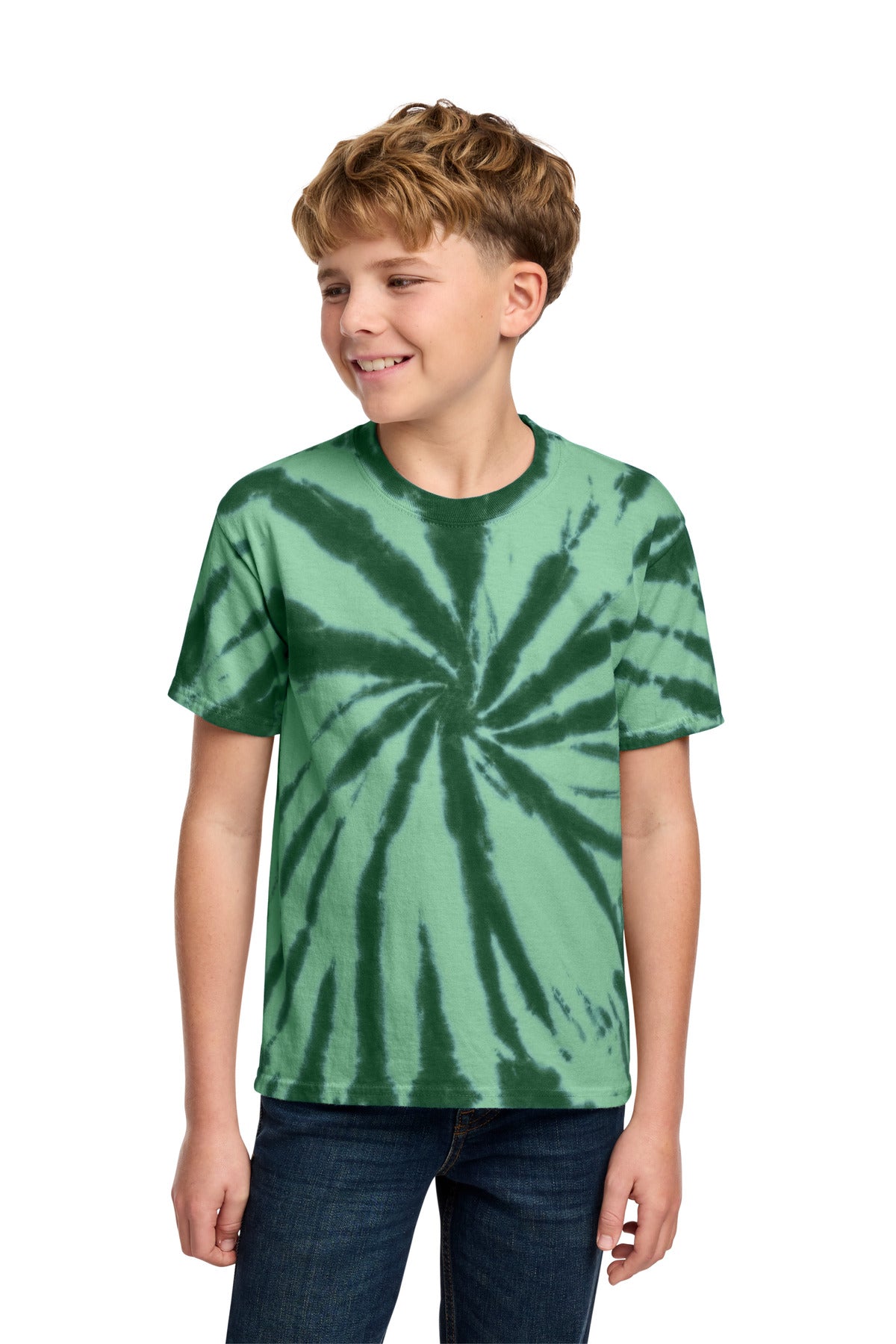 Port & Co Youth Tie-Dye Tee. PC147Y - Forest Green - front