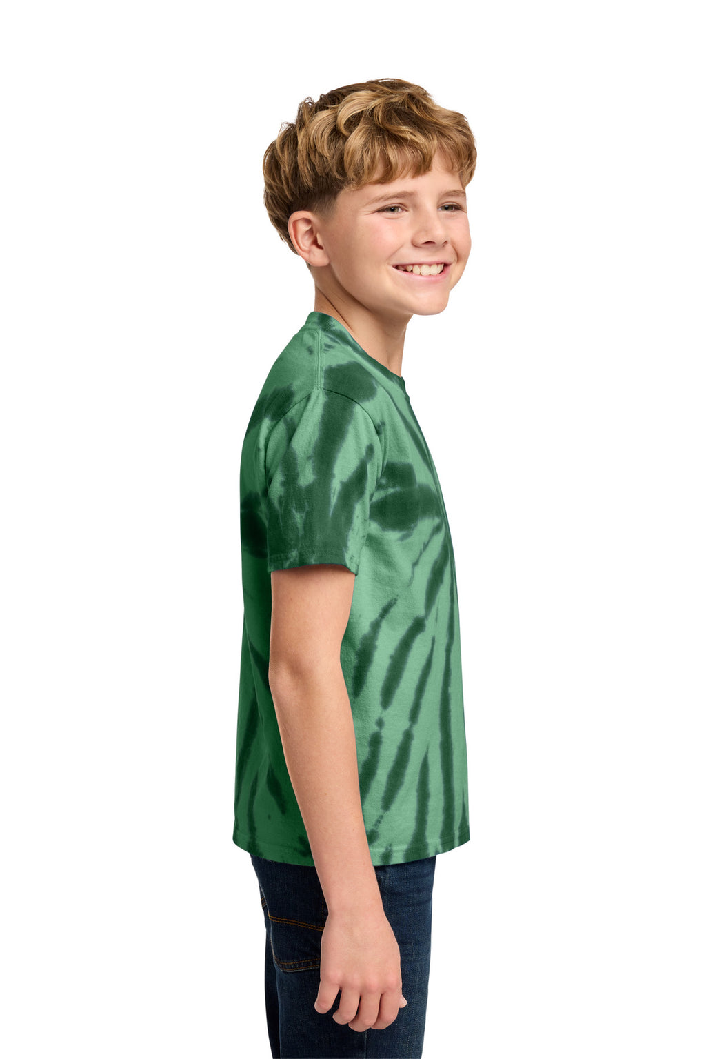 Port & Co Youth Tie-Dye Tee. PC147Y - Forest Green - side