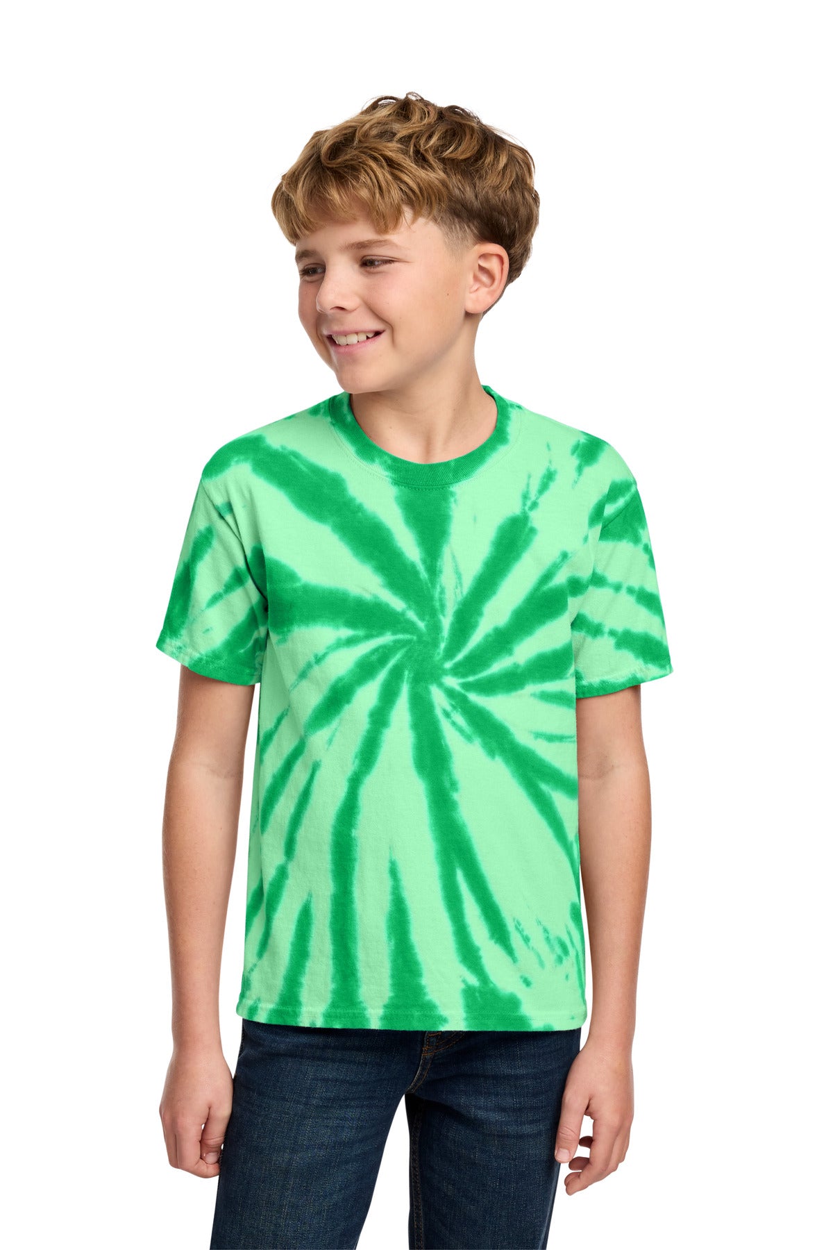 Port & Co Youth Tie-Dye Tee. PC147Y - Kelly - front