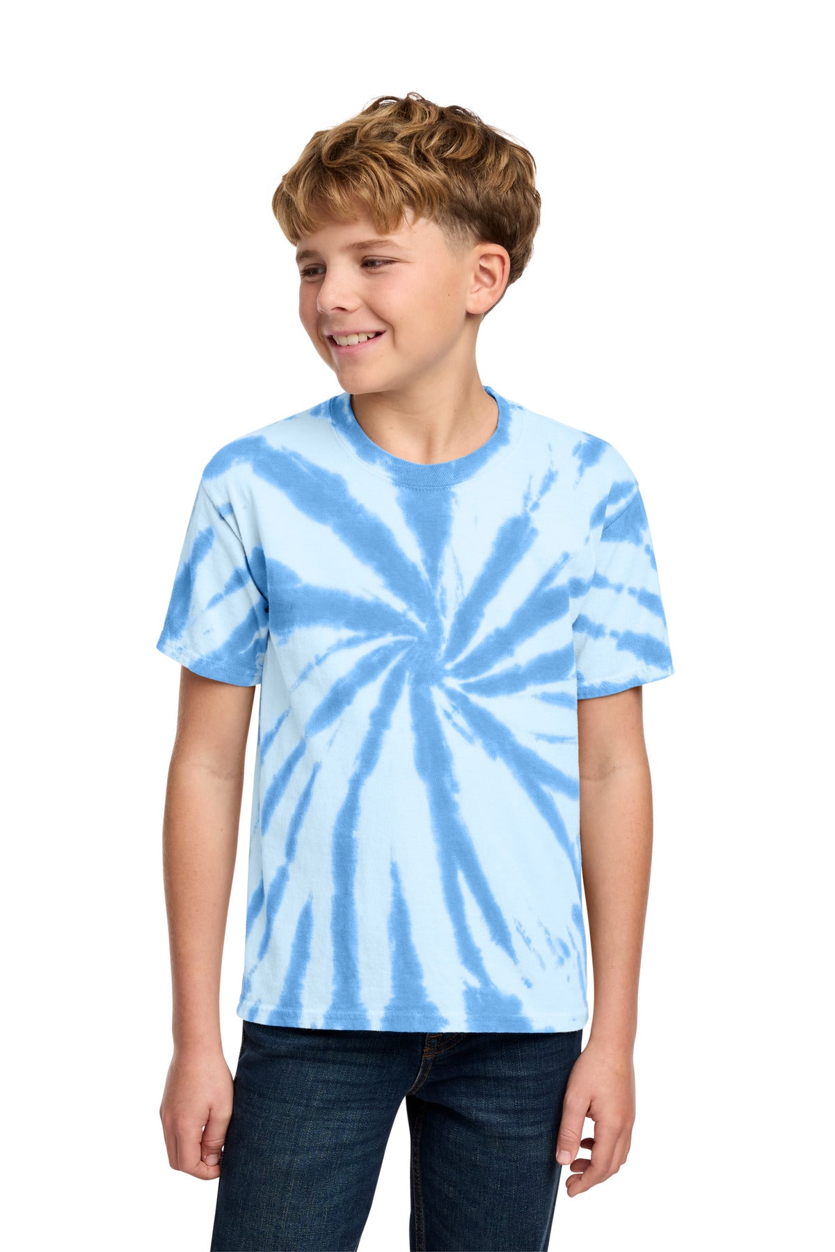 Port & Co Youth Tie-Dye Tee. PC147Y - Light Blue - front