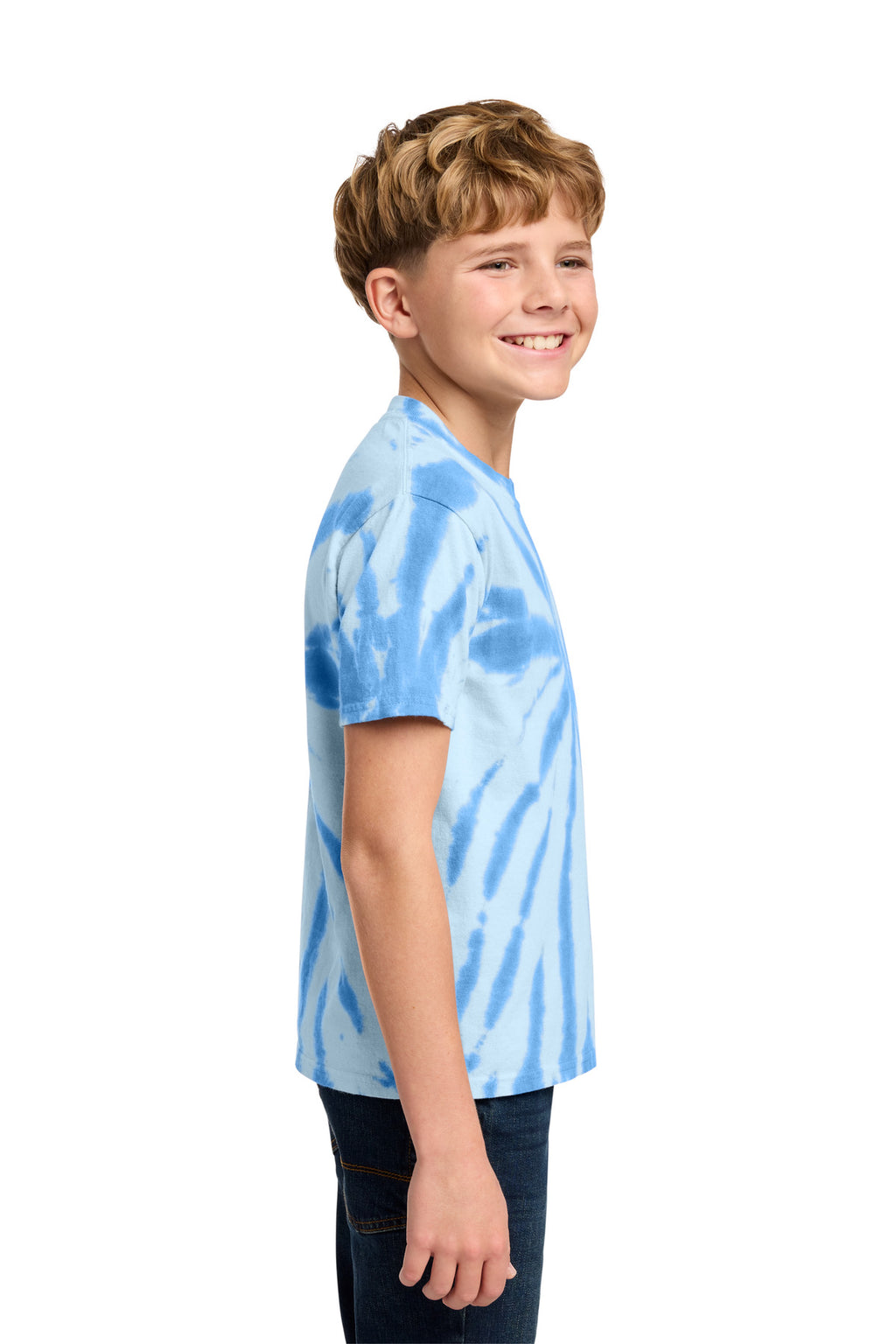 Port & Co Youth Tie-Dye Tee. PC147Y - Light Blue - side