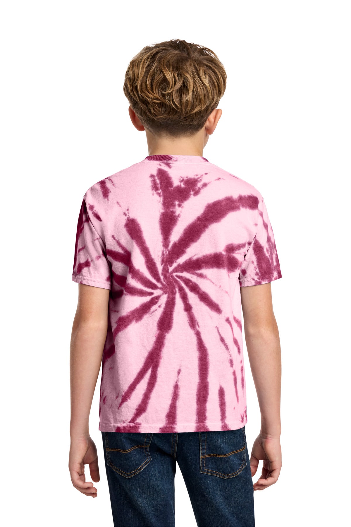 Port & Co Youth Tie-Dye Tee. PC147Y - Maroon - back