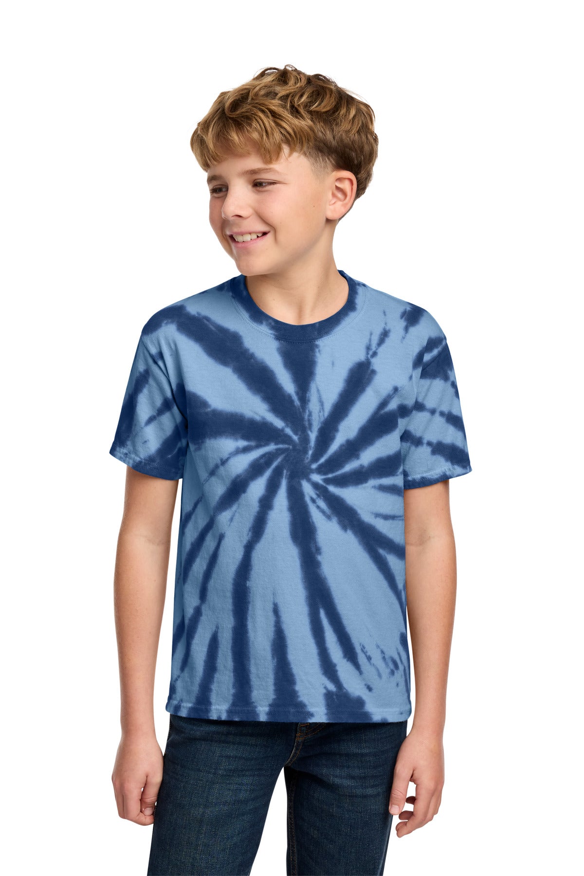 Port & Co Youth Tie-Dye Tee. PC147Y - Navy - front