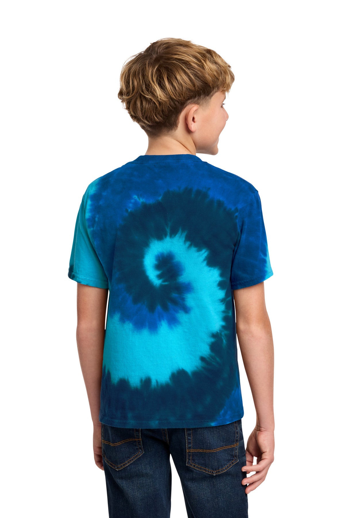 Port & Co Youth Tie-Dye Tee. PC147Y - Ocean Rainbow - back